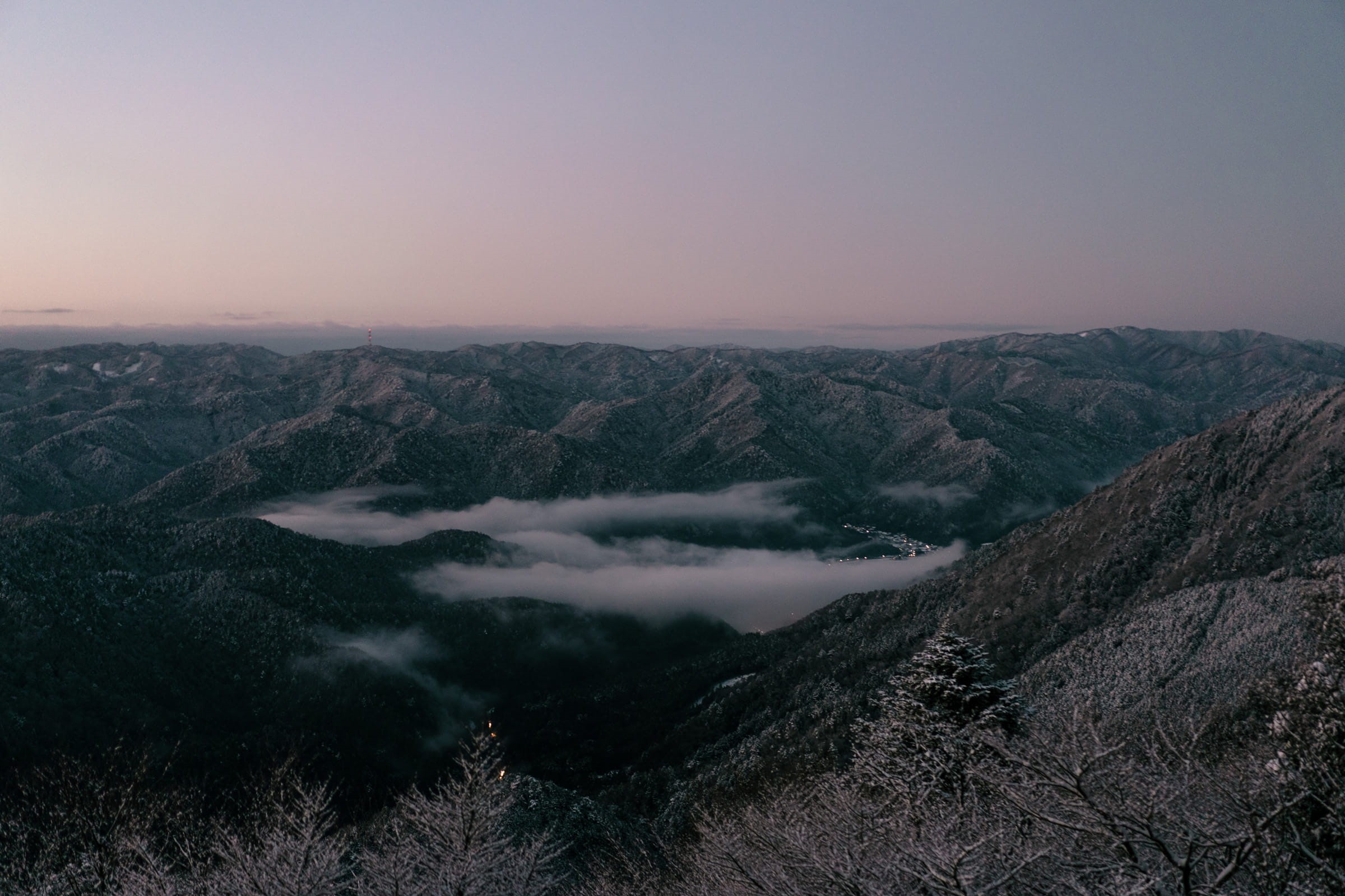 比叡山, scenics - nature, non-urban scene, tranquility, no people, sunset, cloud, environment, beauty in nature, plant, winter, landscape, remote, tree, nature, HD Wallpaper