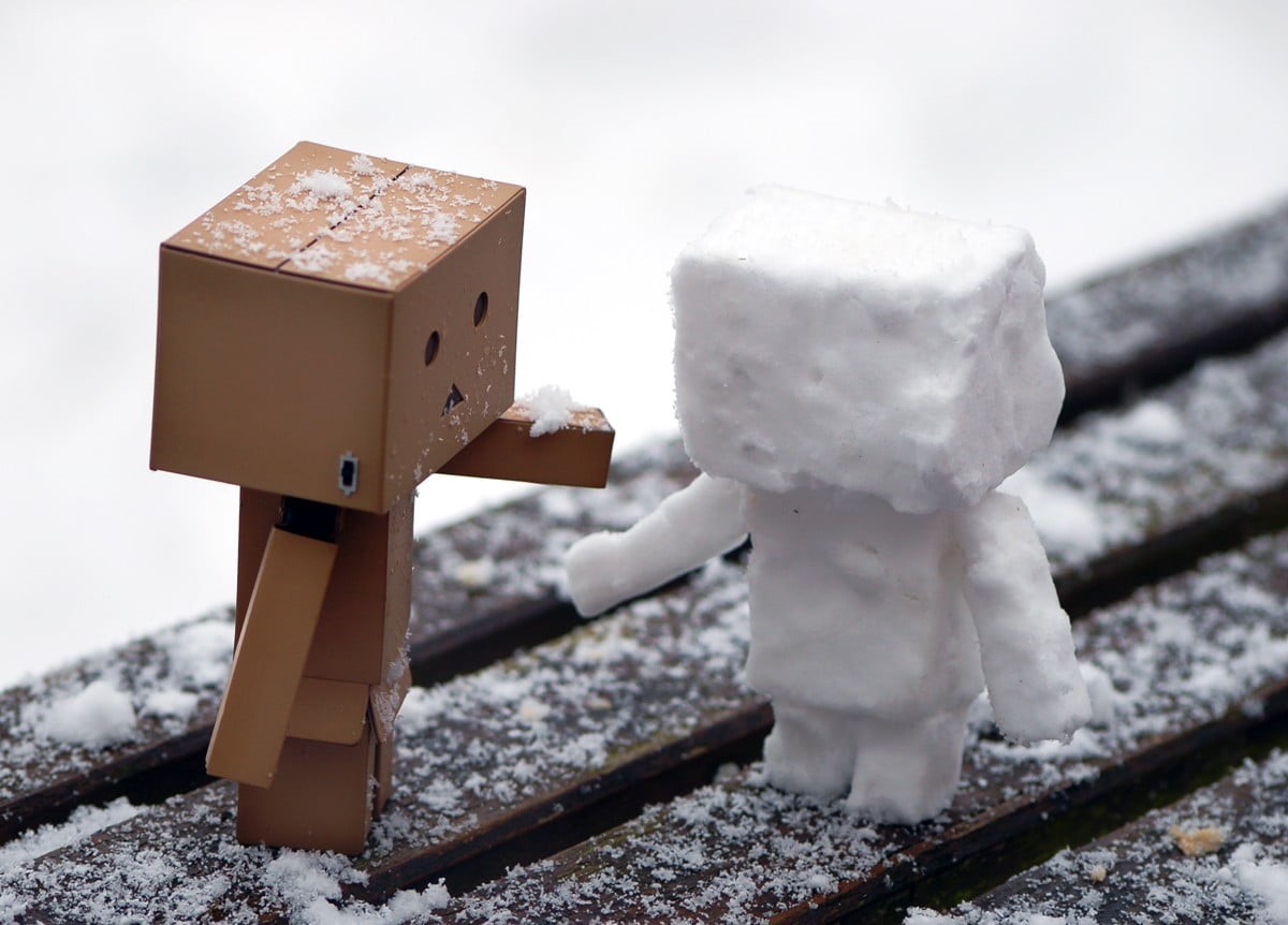 outdoors, stack, toy, brown, container, box, cardboard, paper, solid, cold temperature, no people, Amazon, box - container, snow, close-up, 480P, day, HD Wallpaper