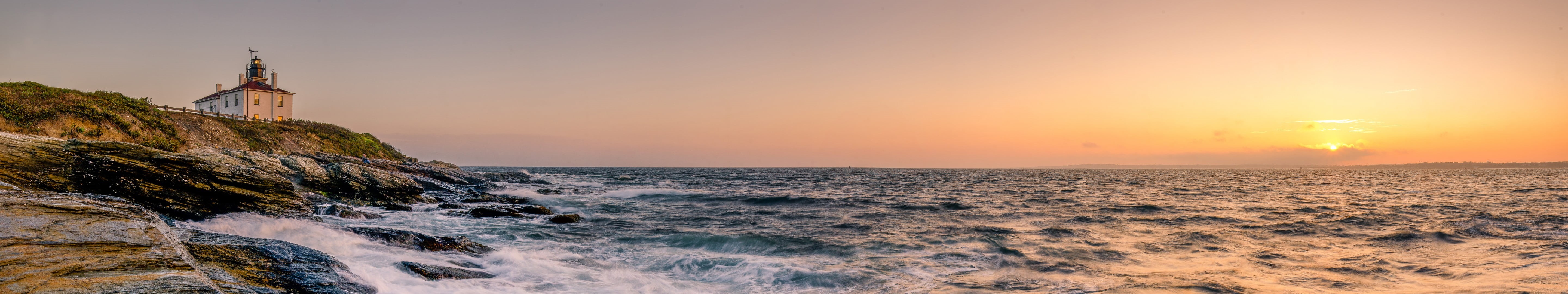 built structure, scenics - nature, rocks, Jamestown, outdoors, sea, beauty in nature, landscape, land, panoramic, sunset, water, sun, panorama, white, building exterior, HD Wallpaper