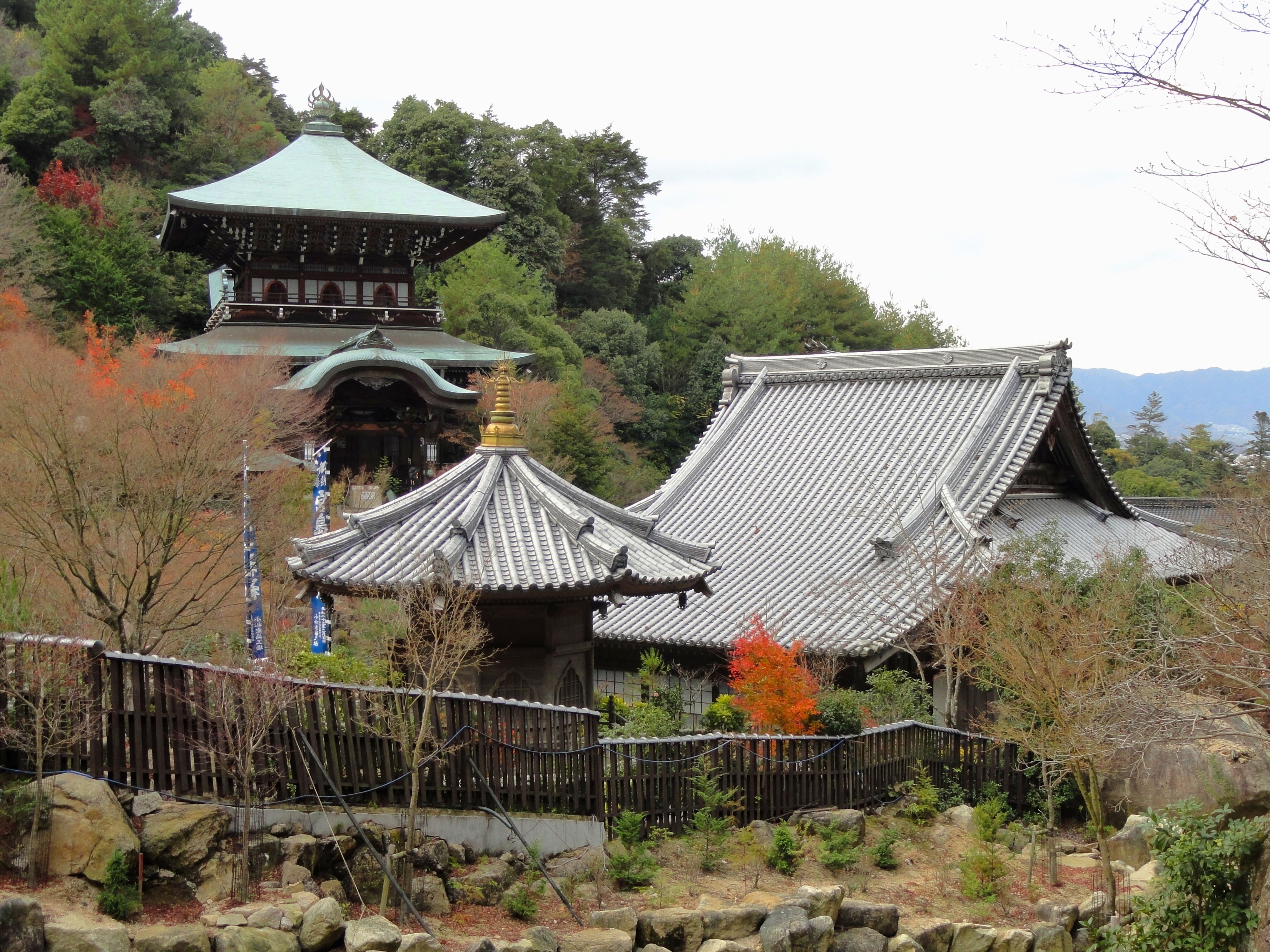 4K, faith, nature, country, outside, gazebo, woods, building, miyajima, religion, house, autumn, japan, sky, trees, clouds, outdoors, belief, countryside, HD Wallpaper