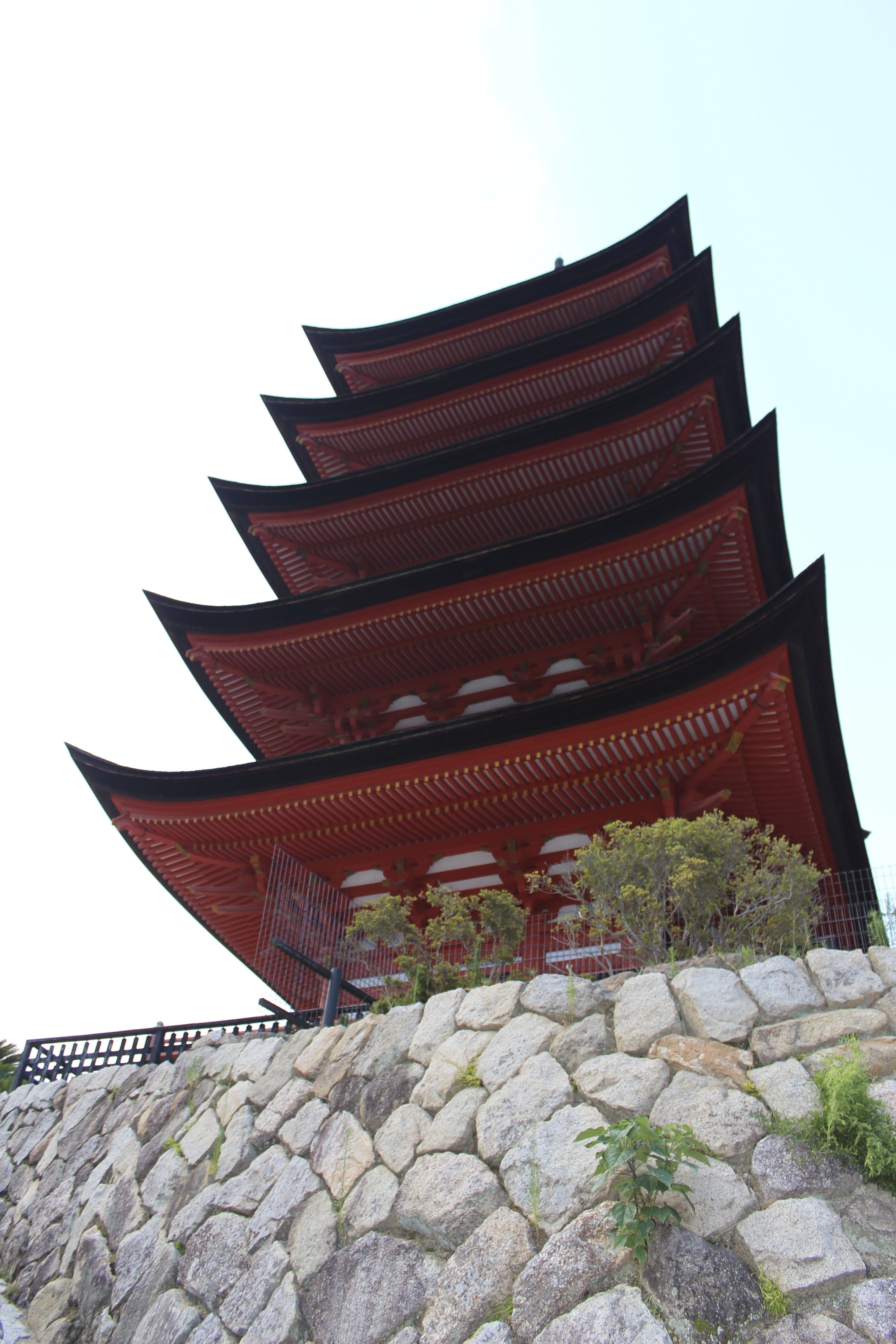 ishigaki, place of worship, clear sky, pagoda, miyajima, building exterior, outdoors, stone wall, buddhism, belief, china - East Asia, solid, temple - Building, Phone HD Wallpaper