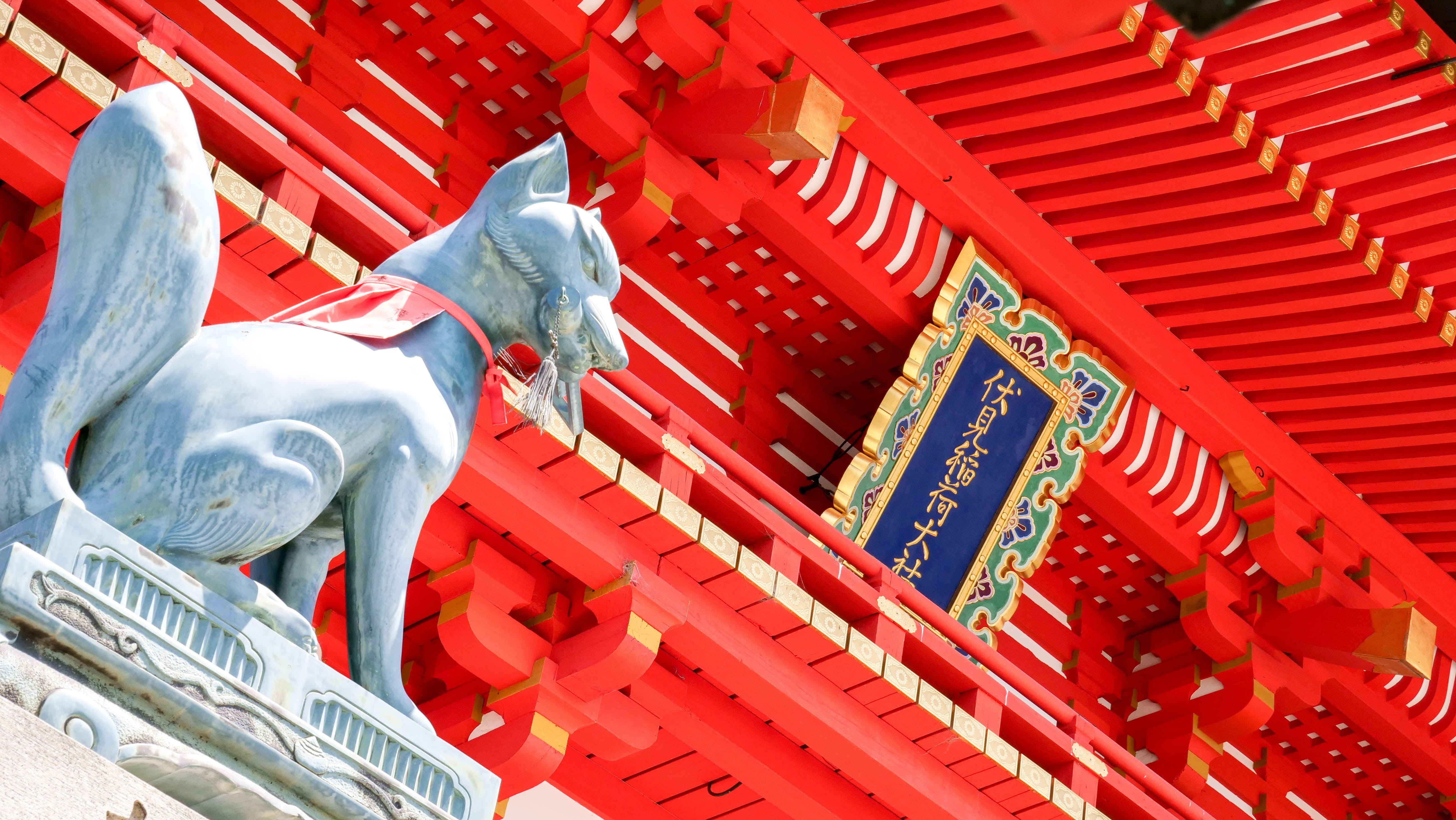 tourism, non-western script, statue, script, building, spirituality, fushimi inari shrine, representation, sculpture, no people, communication, building exterior, HD Wallpaper