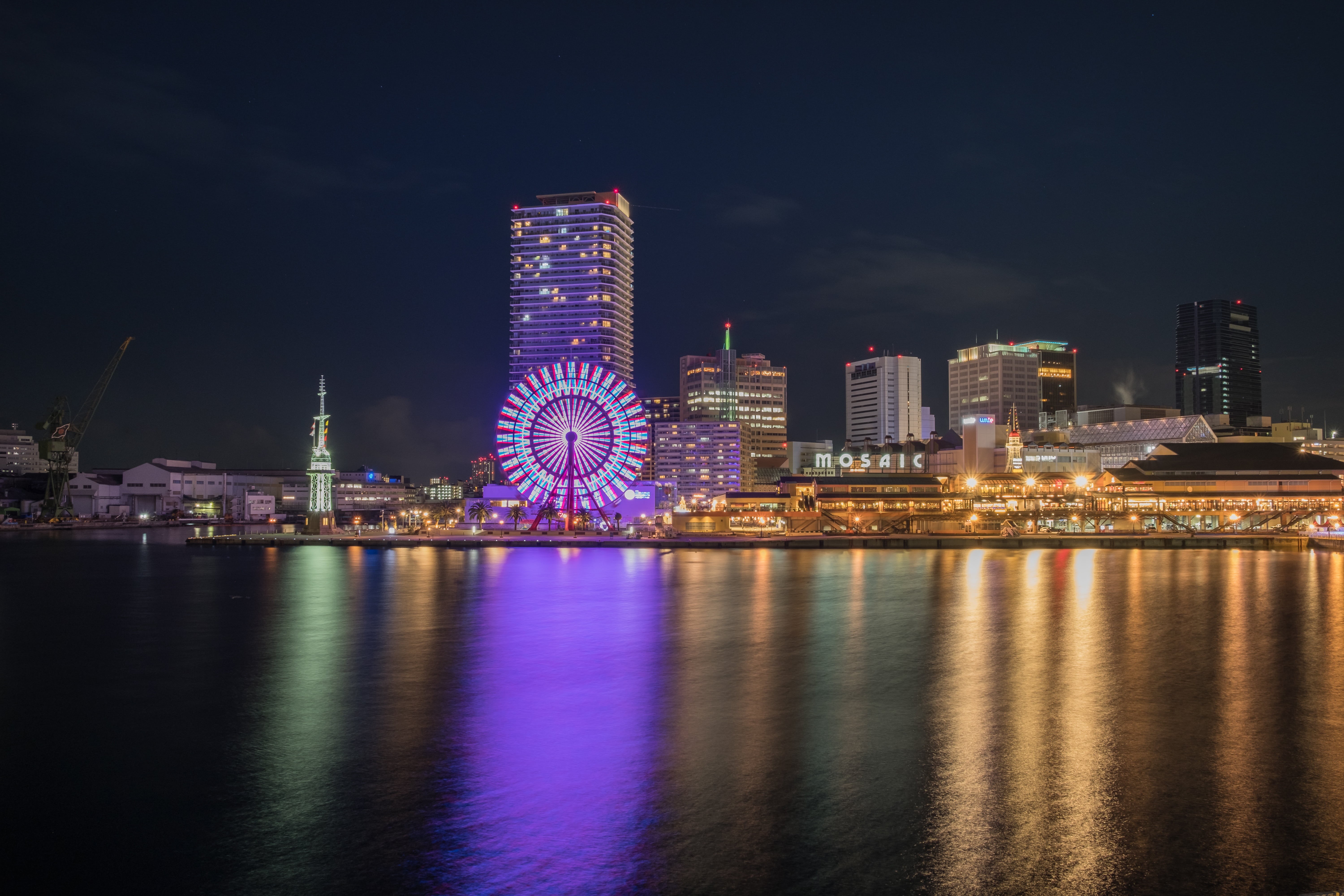 background, cityscape, landmark, no people, skyscraper, reflection, view, city, modern, office building exterior, scene, built structure, dusk, 5K, kobe, HD Wallpaper