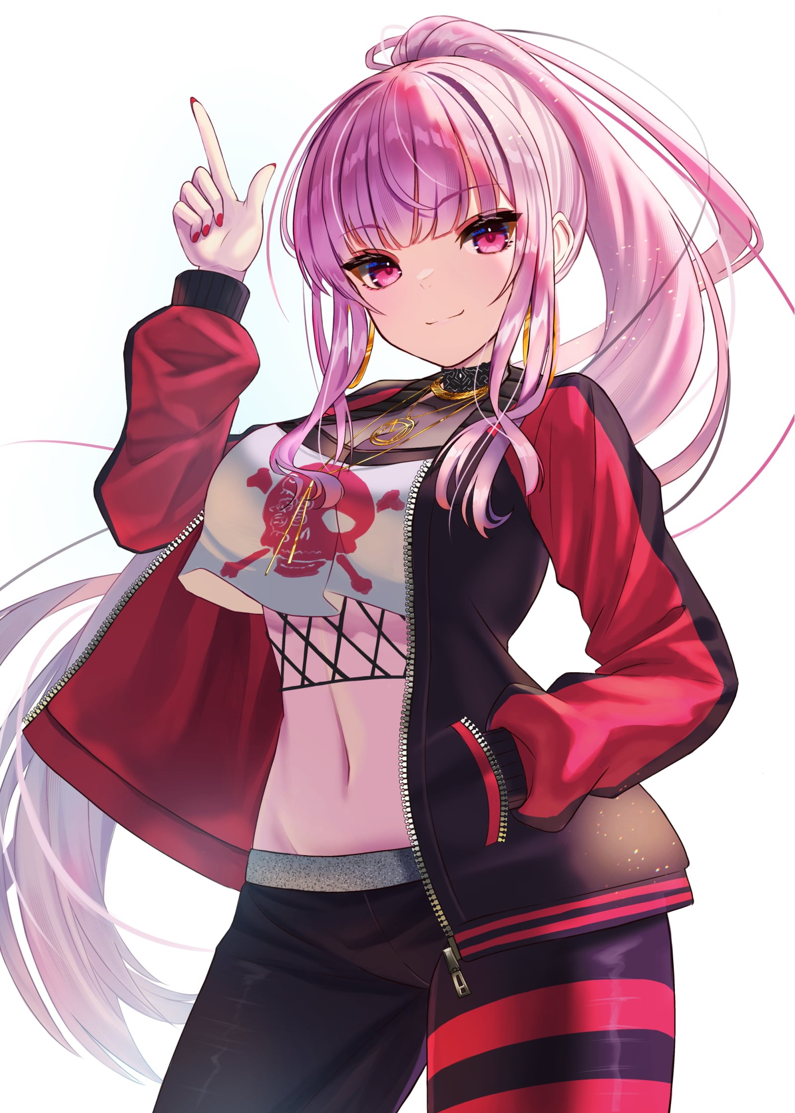 pink hair, 1080P, anime girls, Inari, smiling, pink eyes, Hololive, Mori Calliope, Phone HD Wallpaper