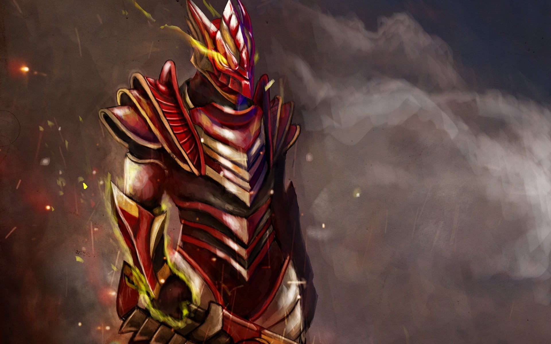 outdoors, spirituality, religion, Dragon Knight, striped, multi colored, 1080P, nature, smoke - physical structure, armored, character, knight, no people, HD Wallpaper