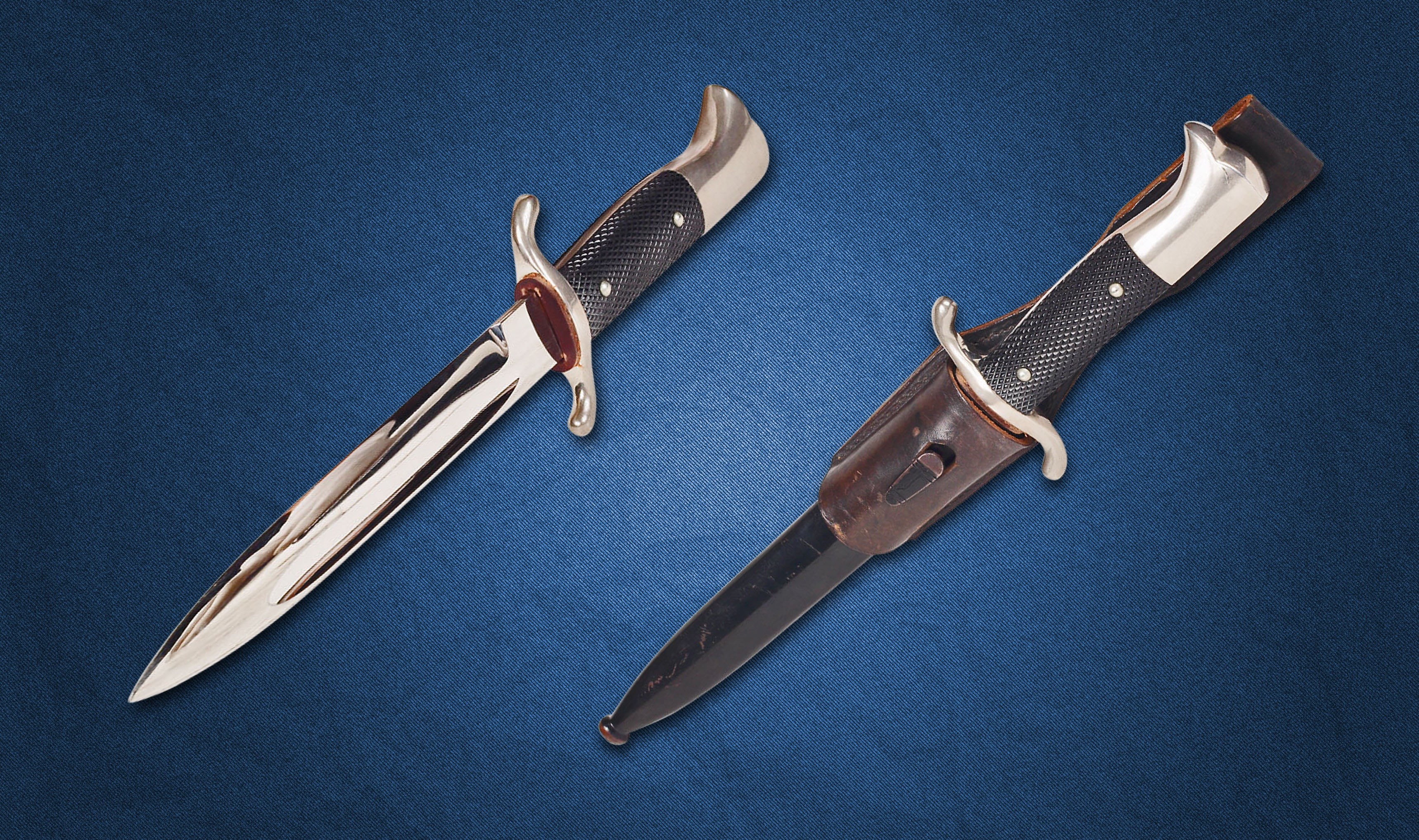 ammunition, wrench, 2K, dagger, knife, directly above, studio shot, war, blue background, silver, sharp, handle, group of objects, no people, choice, steel arms, HD Wallpaper