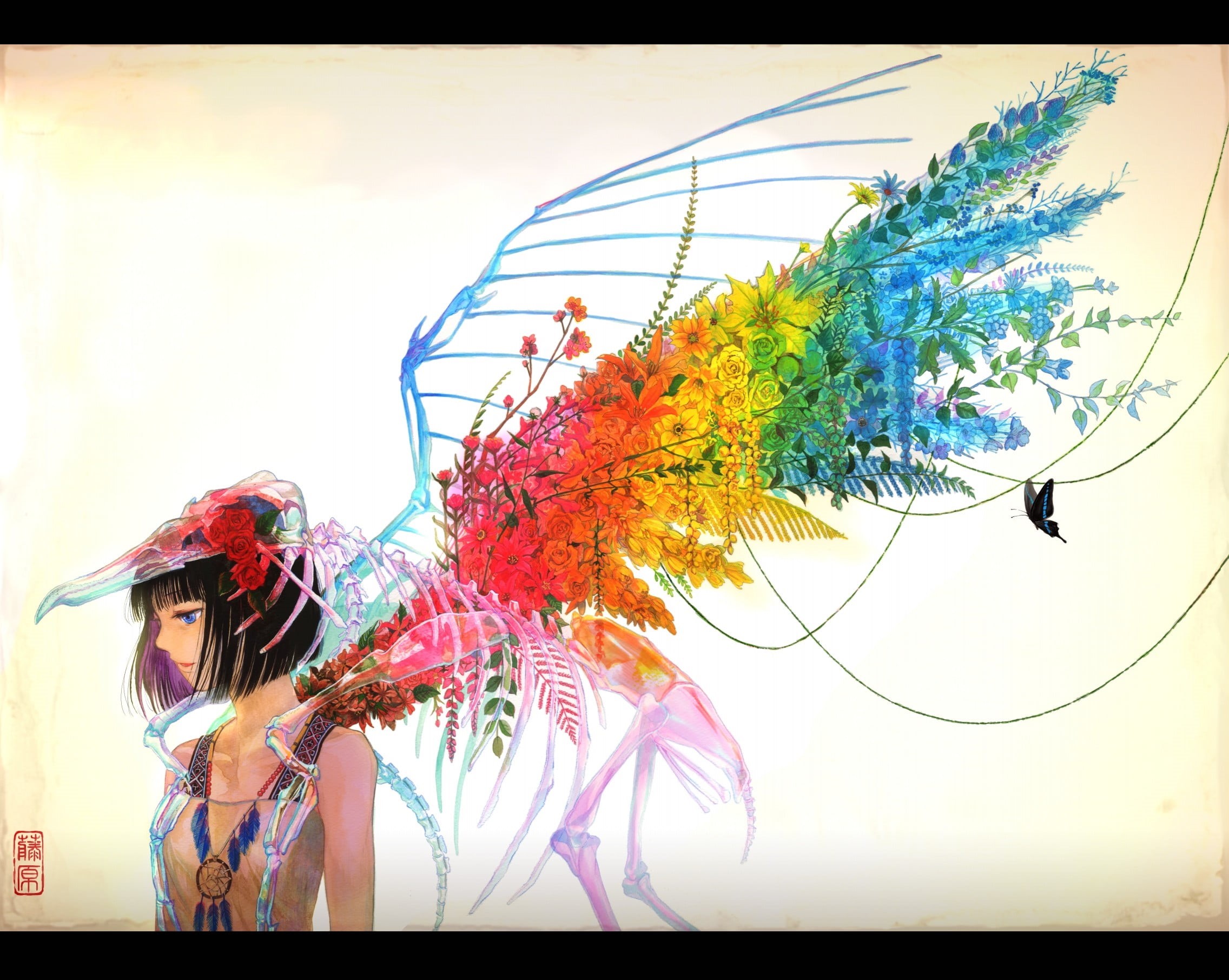 bare shoulders, Fuji Choko, anime girls, celebration, multi colored, digital composite, transfer print, real people, representation, sky, auto post production filter, HD Wallpaper