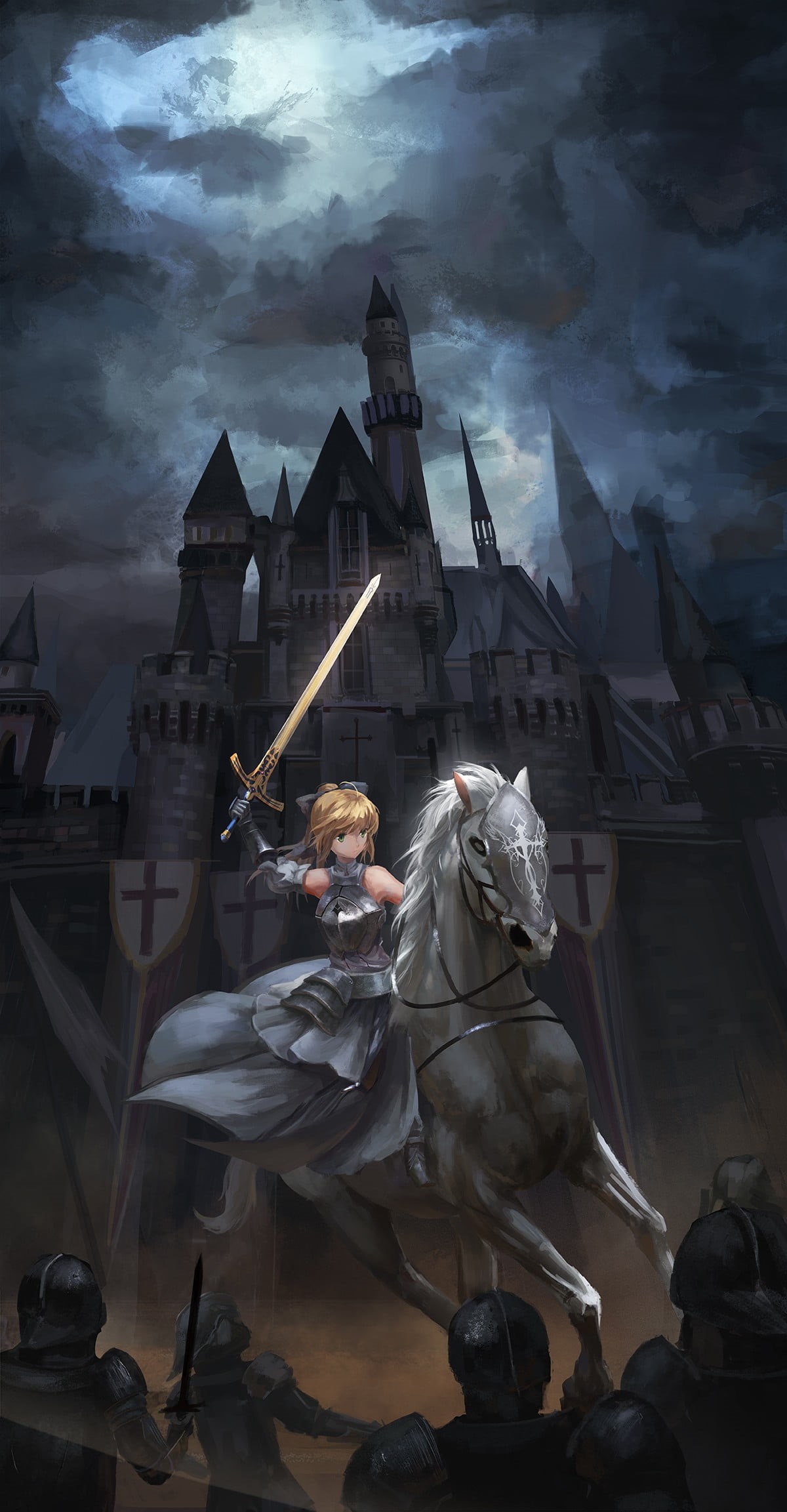 Fate/Unlimited Codes , green eyes, anime, Saber, anime girls, Fate/Grand Order, built structure, Fate/Stay Night, occupation, smoke - physical structure, Phone HD Wallpaper