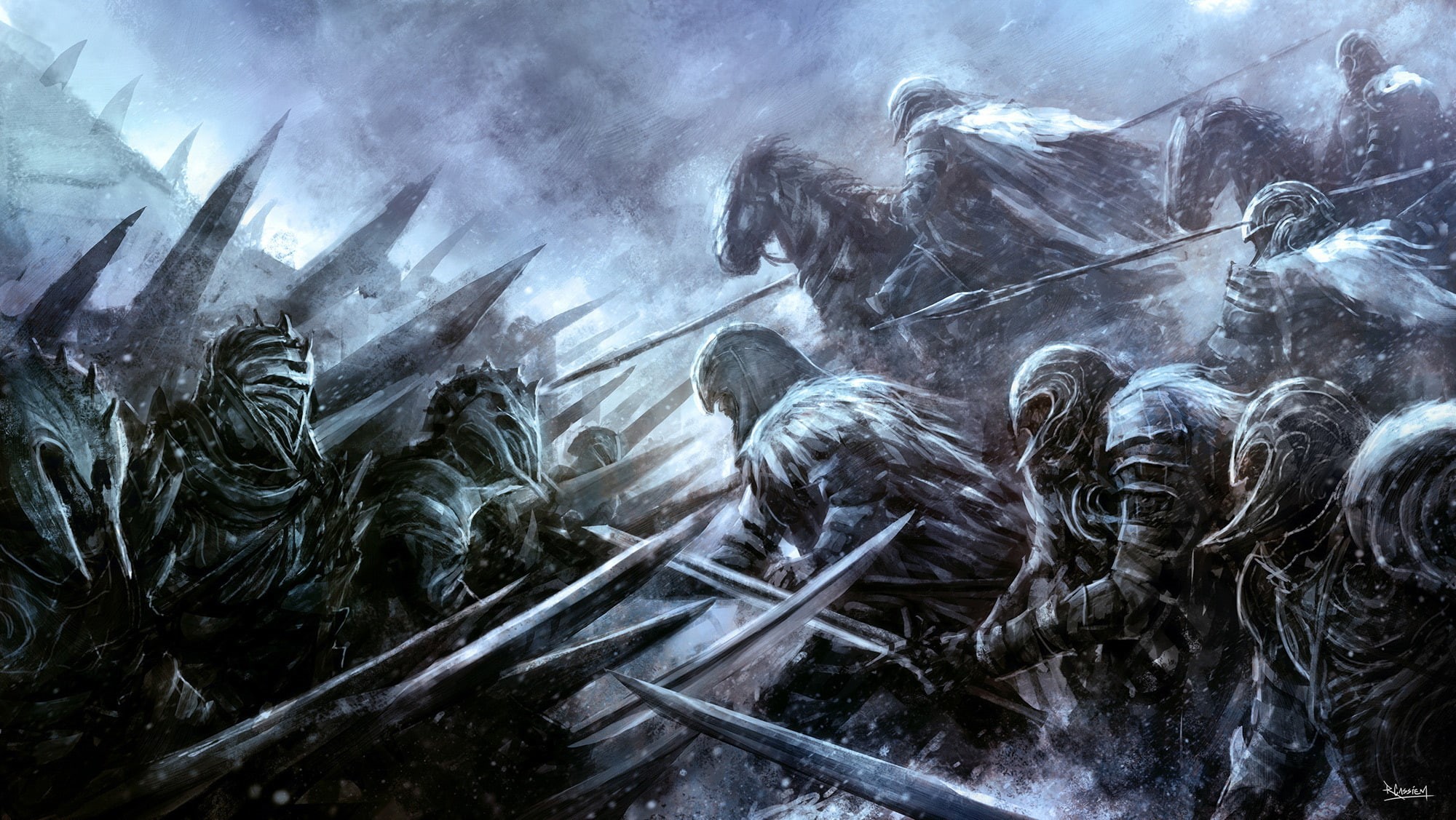 beauty in nature, no people, built structure, plant, 1080P, smoke - physical structure, art, Pikes, helmet, fantasy, water, weapons, history, day, Battles, HD Wallpaper