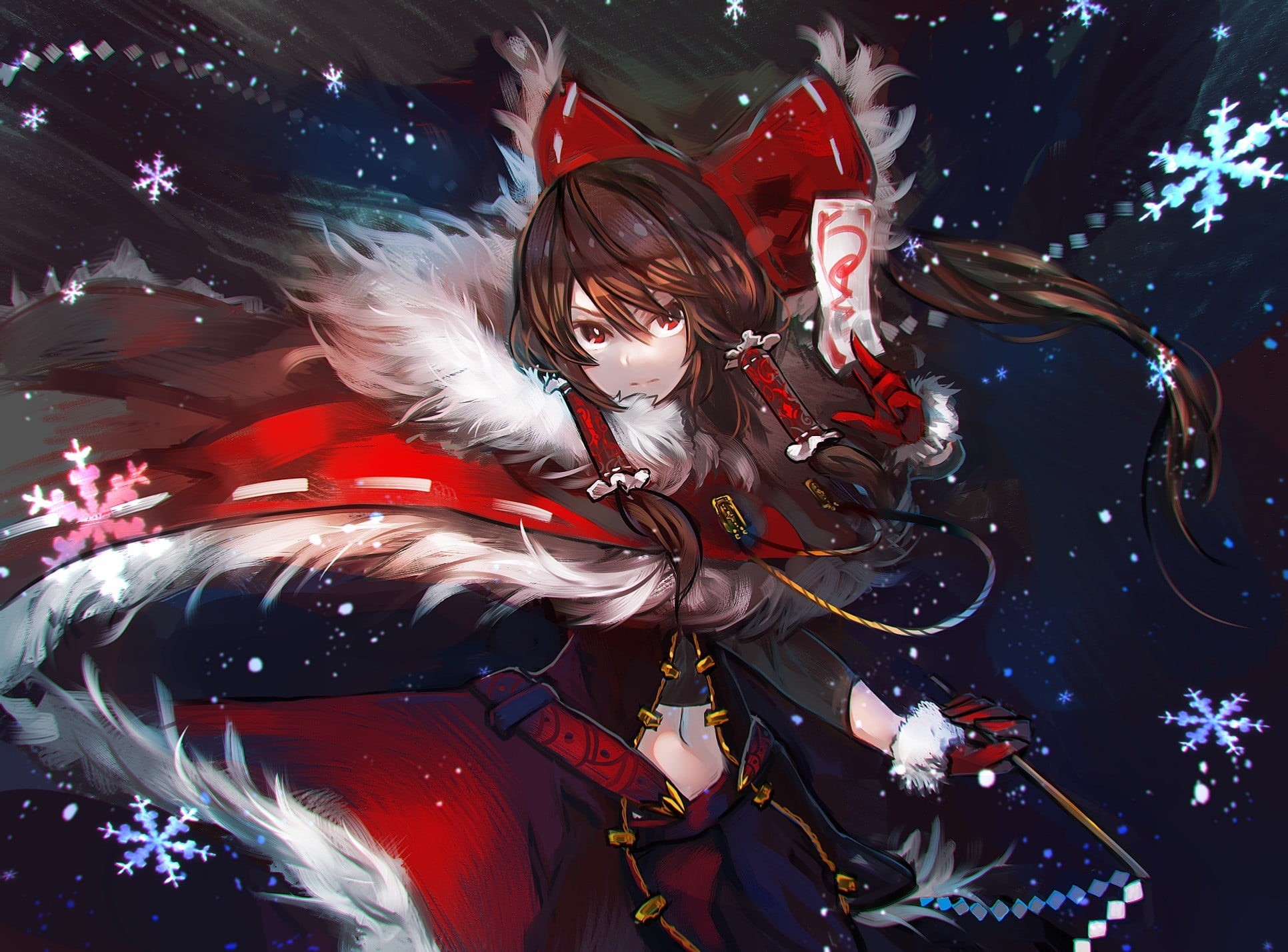 holiday, arts culture and entertainment, Christmas, real people, human representation, Hakurei Reimu, celebration, leisure activity, art and craft, Touhou, HD Wallpaper