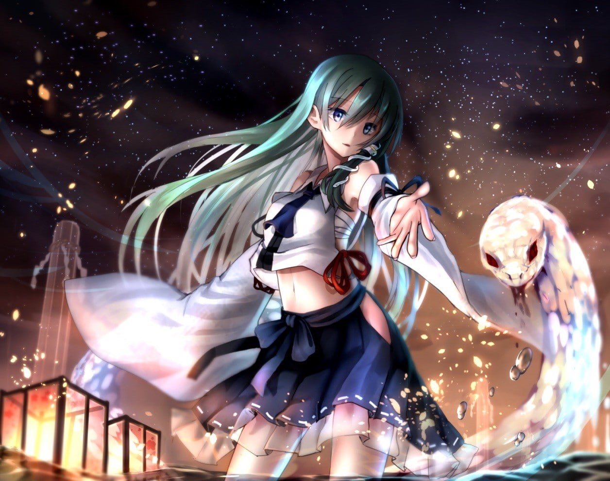 nature, Touhou, event, 480P, bonding, adult, celebration, Kochiya Sanae, star - space, representation, christmas, togetherness, outdoors, digital composite, HD Wallpaper