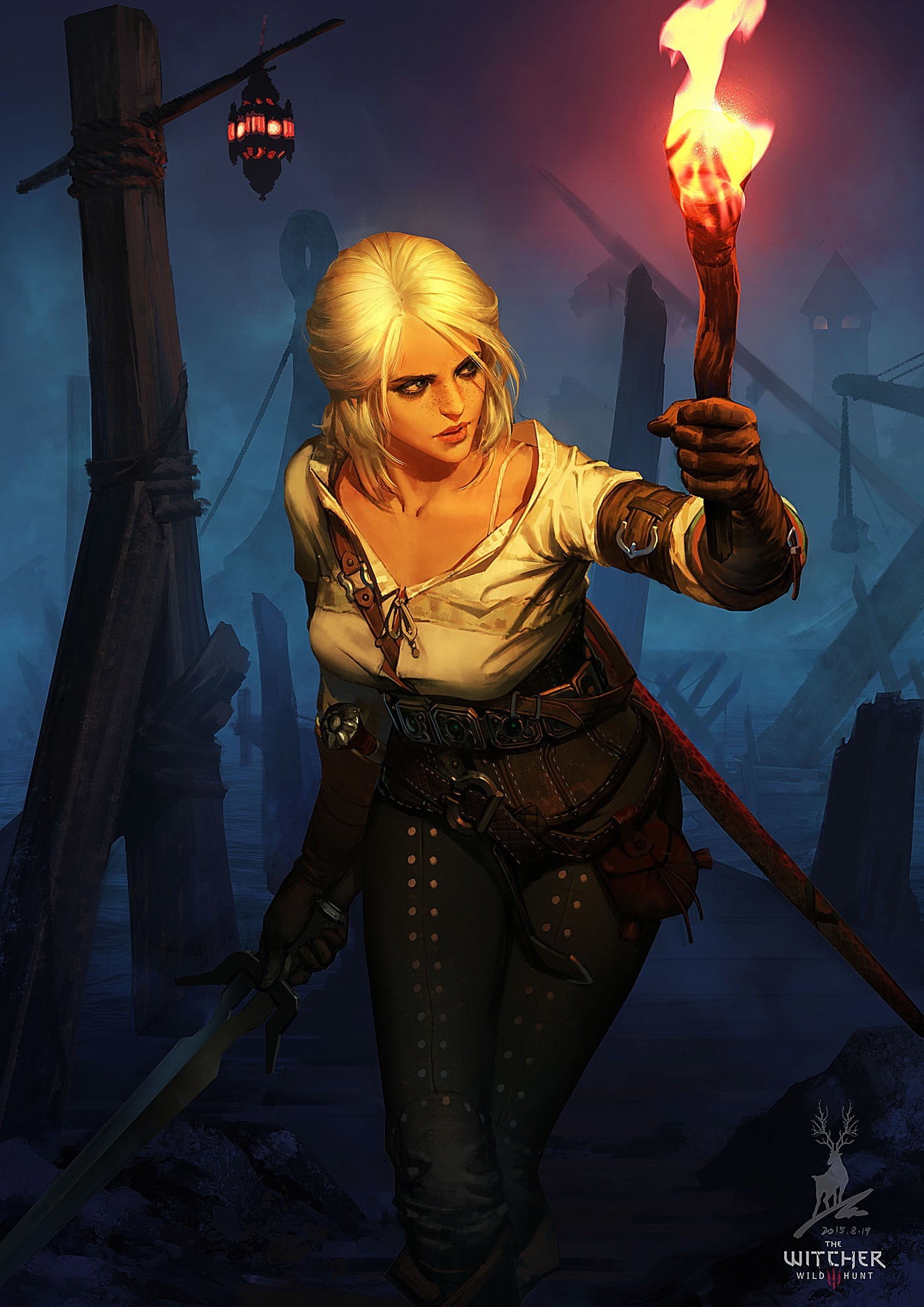 fantasy art, females, adult, beauty, hair, 1080P, illuminated, Cirilla Fiona Elen Riannon, confidence, video games, fashion, holding, arts culture and entertainment, Phone HD Wallpaper