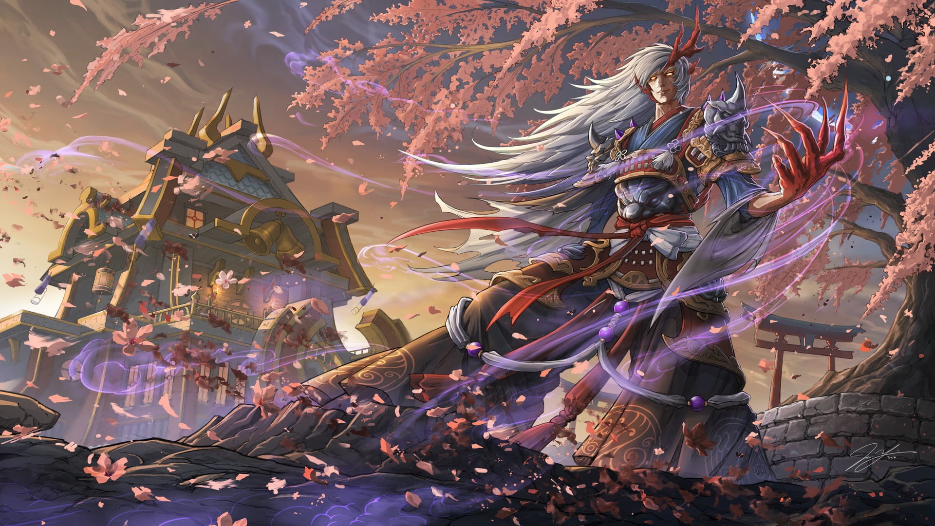 1080P, Onmyoji, Oriental, Warrior, Fantasy, HD Wallpaper
