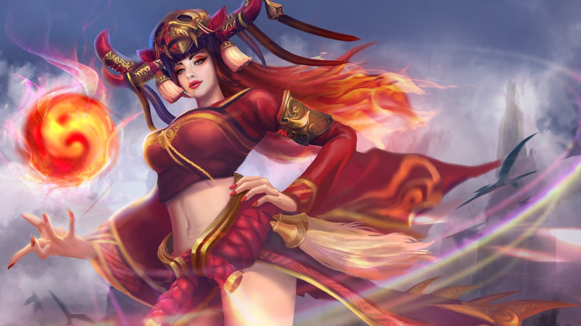 Heroes of Newerth, 1080P, girl, Onmyoji Tarot, Tarot, art, hon, HD Wallpaper