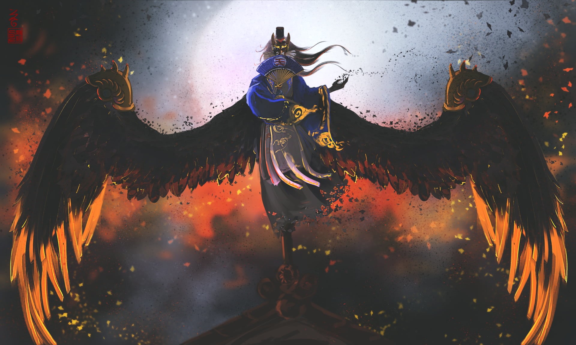 fantasy art, wings, Onmyoji, artwork, 1080P, HD Wallpaper