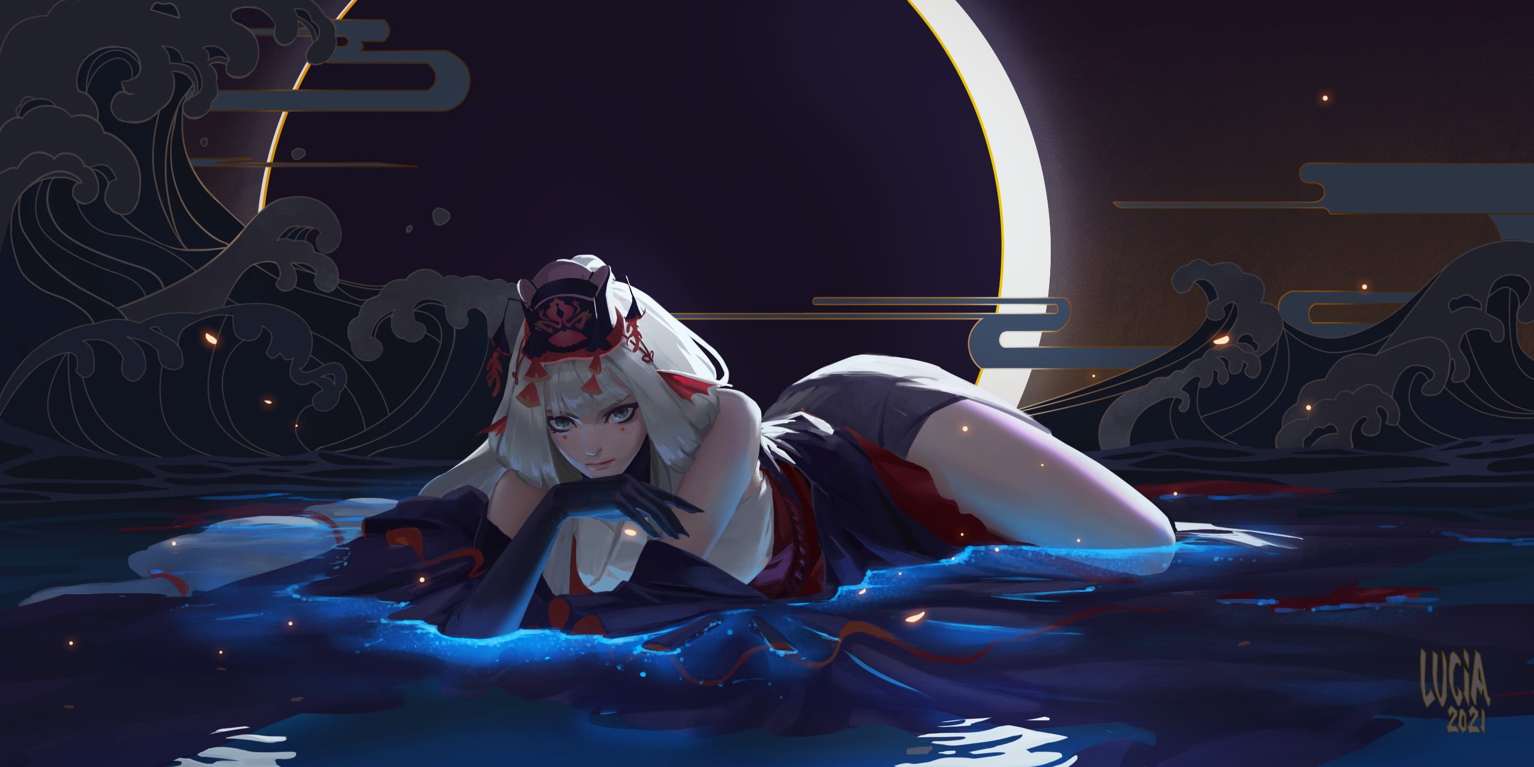 2K, Lucia Hsiang, digital art, anime girls, Onmyoji, HD Wallpaper