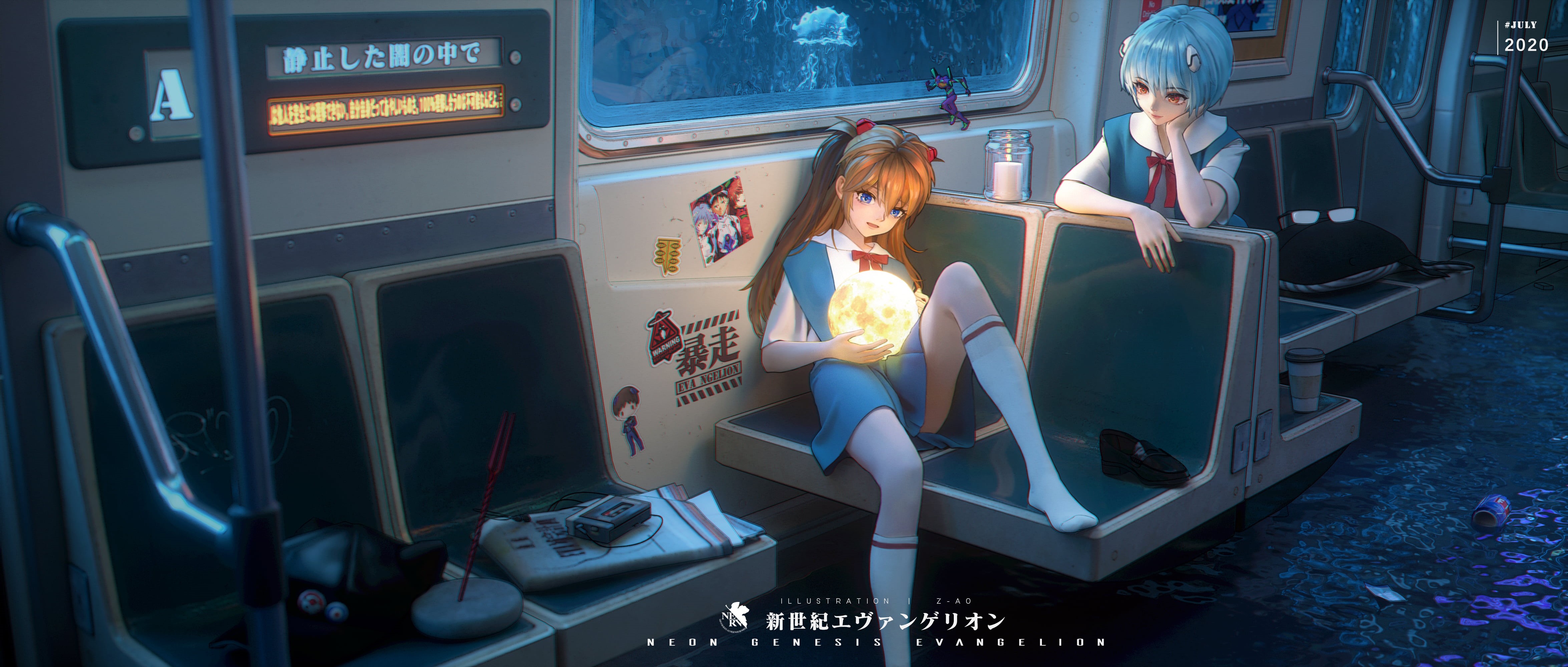 Neon Genesis Evangelion, 4K, Asuka Langley Soryu, Z-AO, anime, anime girls, Ayanami Rei, HD Wallpaper