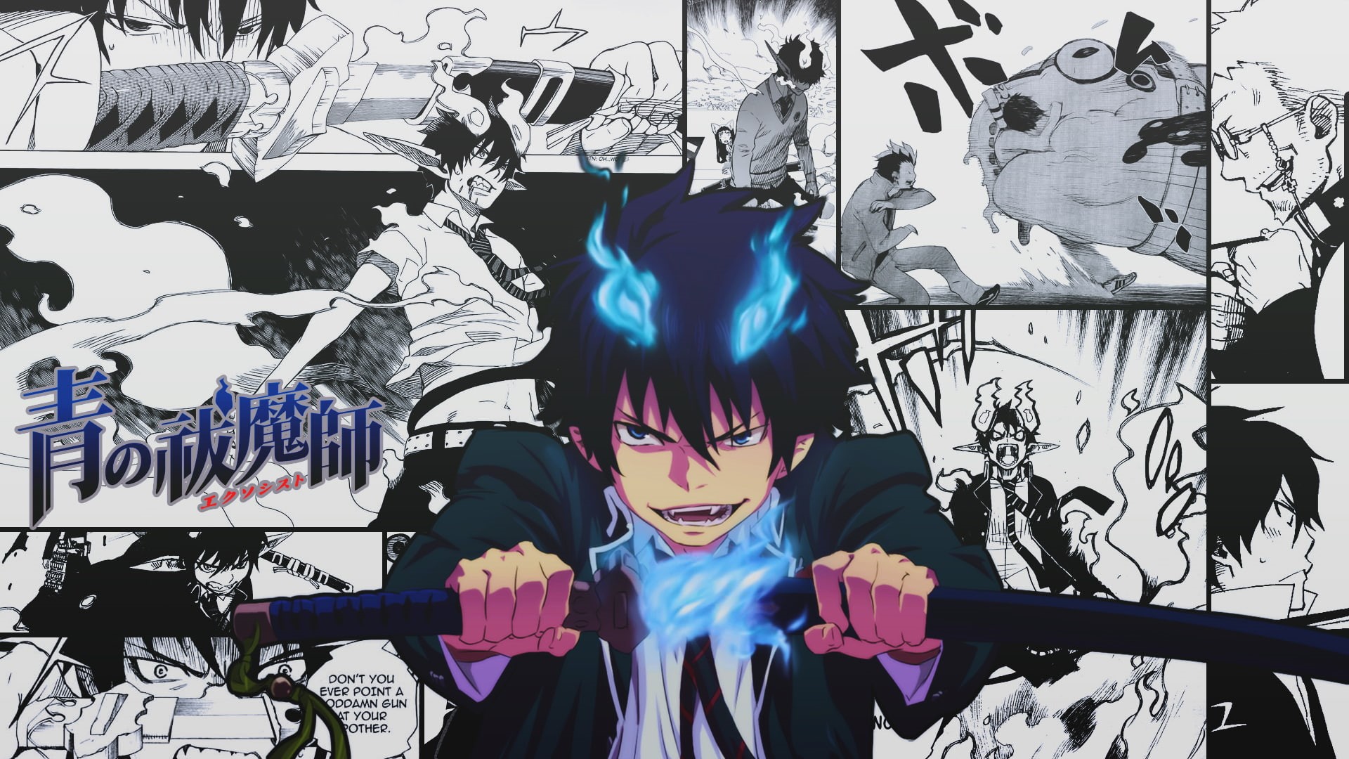 manga, digital composite, 1080P, built structure, day, female likeness, craft, Blue Exorcist, creativity, male likeness, multi colored, indoors, statue, HD Wallpaper
