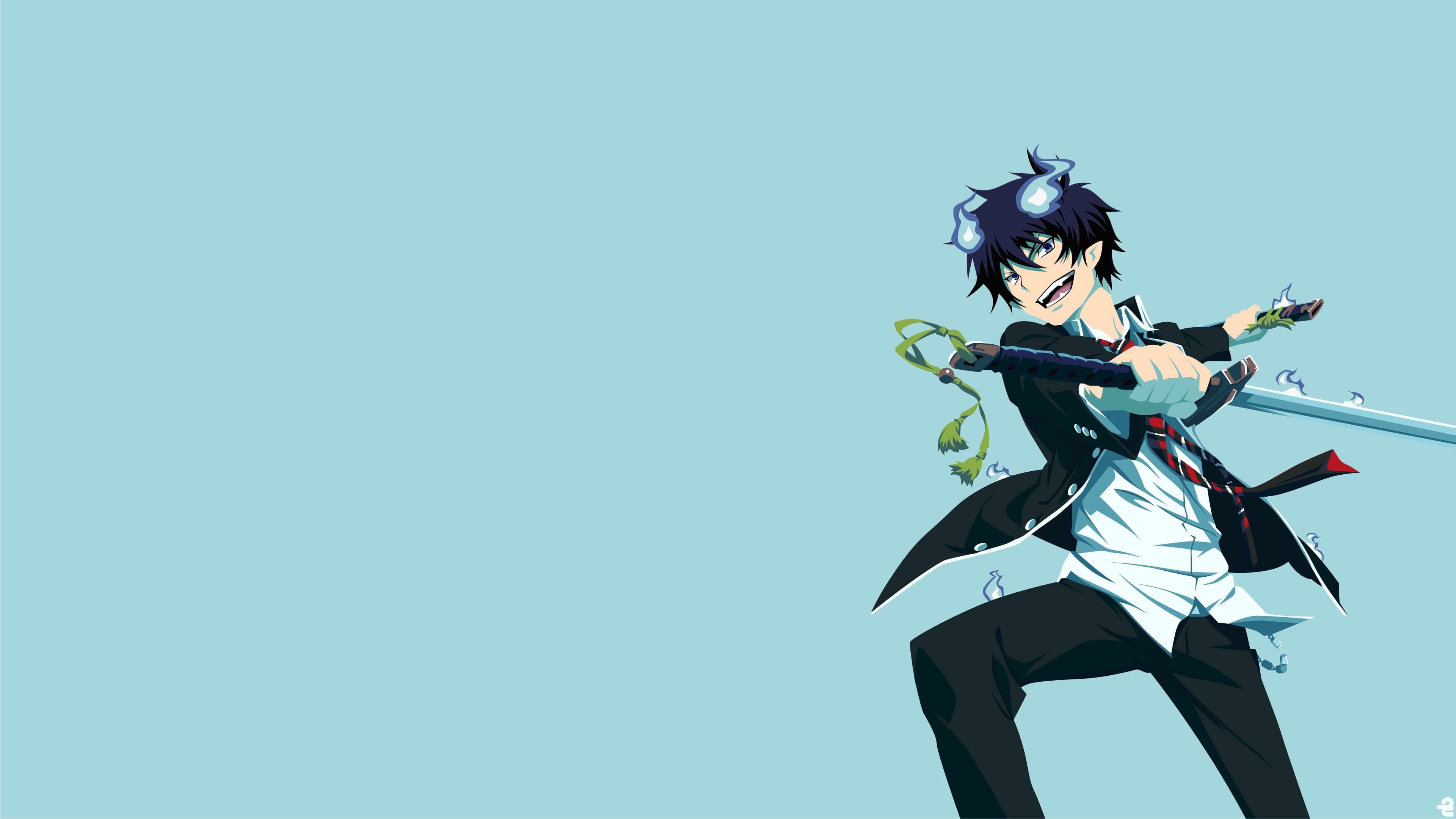 sky, one person, adult, motion, standing, young women, Blue Exorcist, full length, hairstyle, Okumura Rin, three quarter length, side view, studio shot, HD Wallpaper
