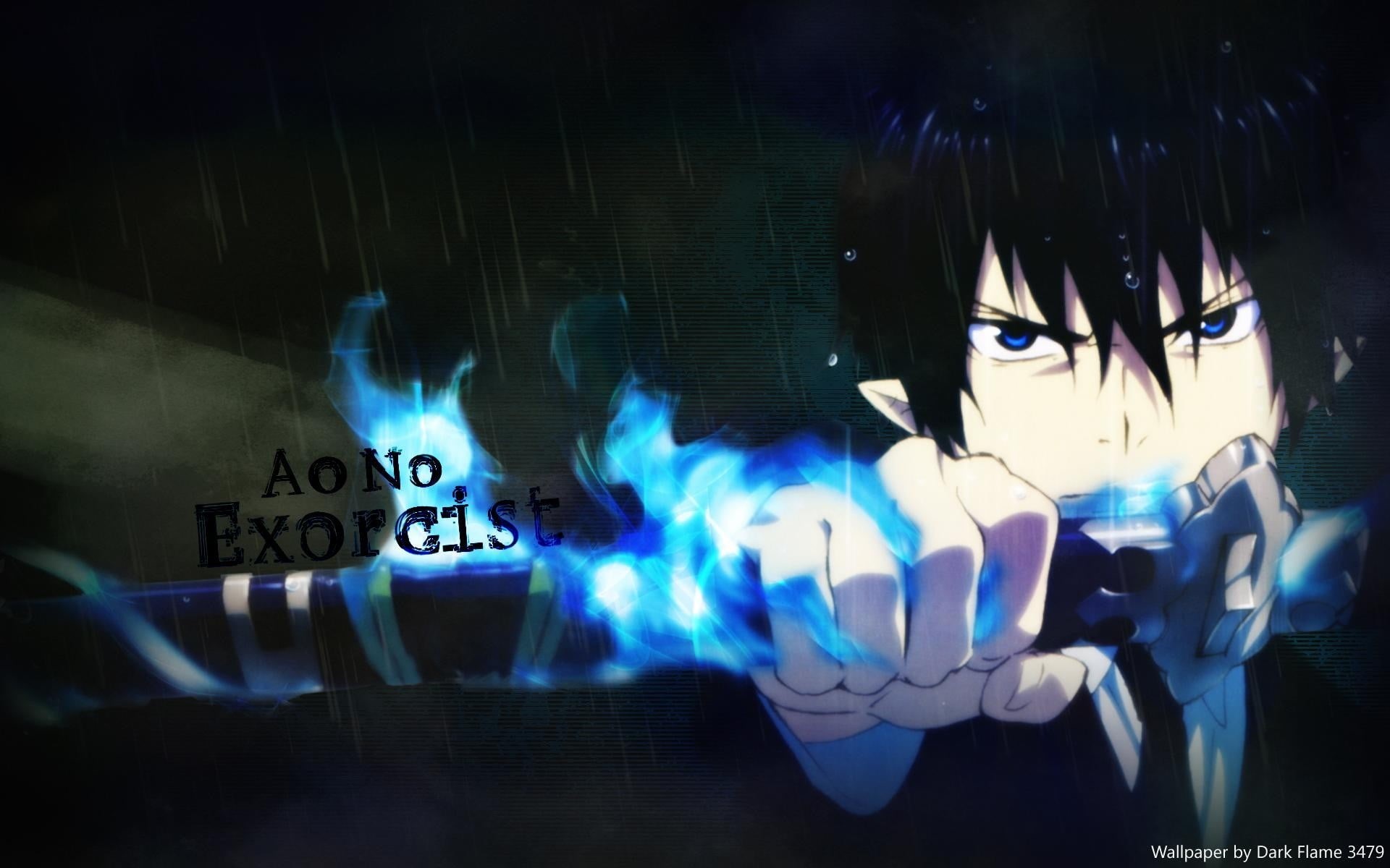 digital composite, anime, human hand, male, character, Blue Exorcist, portrait, 1080P, finger, real people, hand, black, glowing, Okumura Rin, human body part, HD Wallpaper