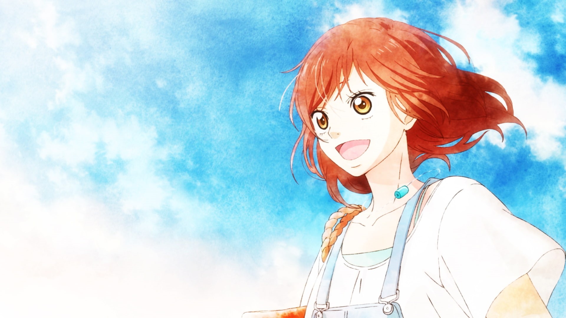 portrait, cloud - sky, headshot, young women, day, beautiful woman, low angle view, Aoharaido, nature, anime, redhead, 1080P, women, real people, dyed red hair, HD Wallpaper