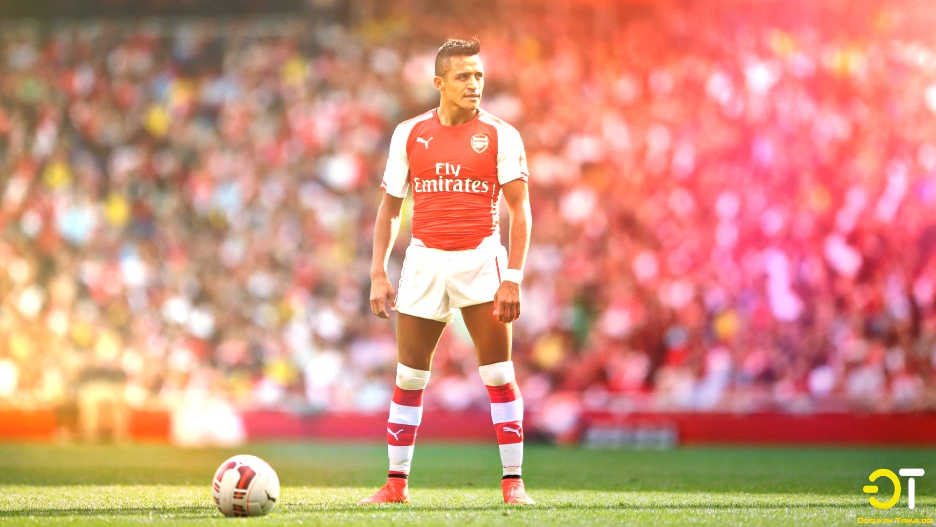 white, Alexis Sanchez, sports uniform, soccer, one person, colorful, jersey, men, match - sport, balls, stadium, competition, sports, Arsenal, sport, 1080P, HD Wallpaper