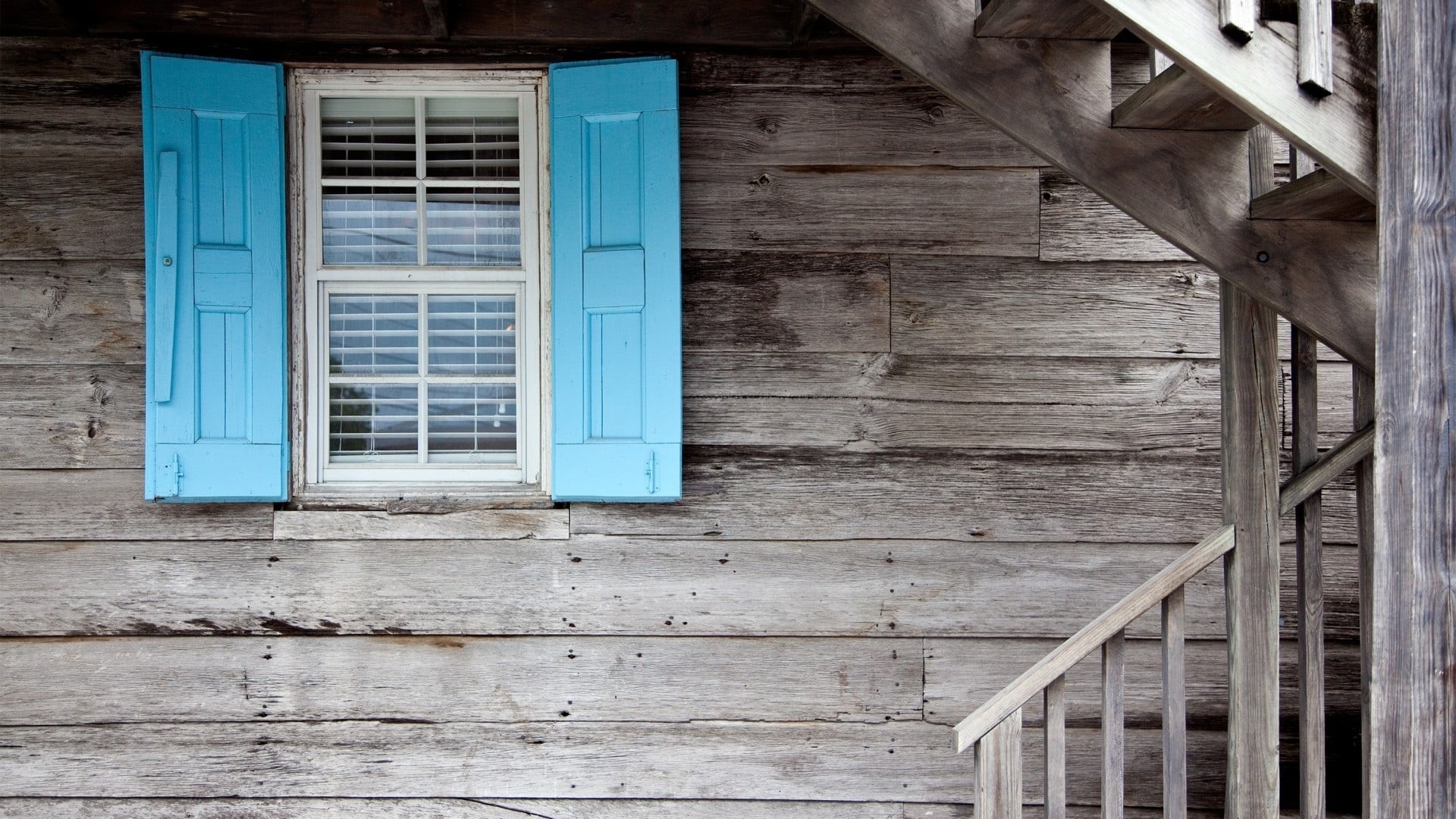 glass, selective coloring, closed, cyan, gray, wall - building feature, door, wood - material, cottage, protection, weathered, wooden, outdoors, window, HD Wallpaper