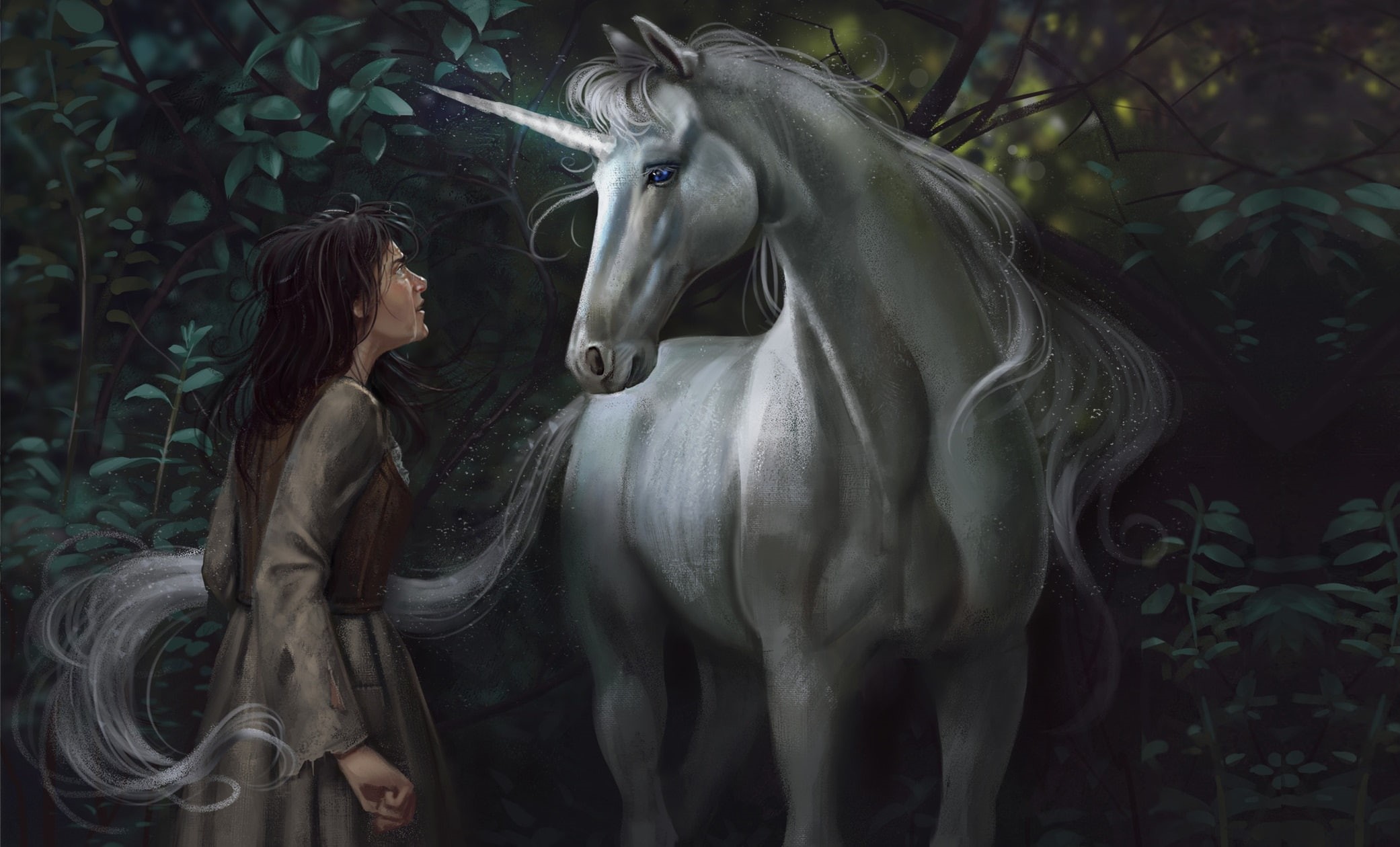 Alex Shiga, meeting, art, How dare you, Illustrator, unicorn, fantasy, 1080P, HD Wallpaper
