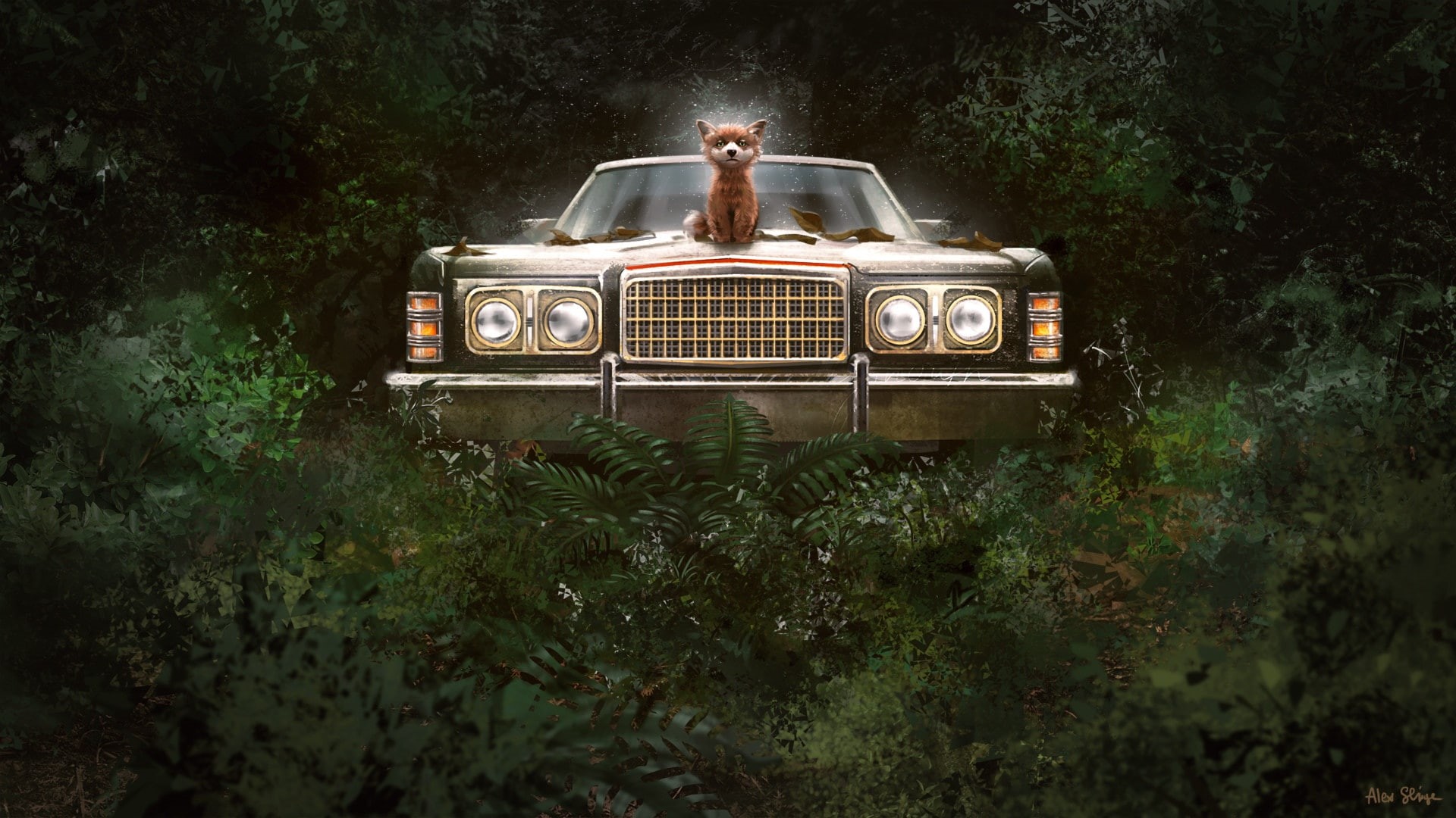 art, Alex Shiga, King of the jungle, Illustrator, forest, fantasy, machine, 1080P, HD Wallpaper