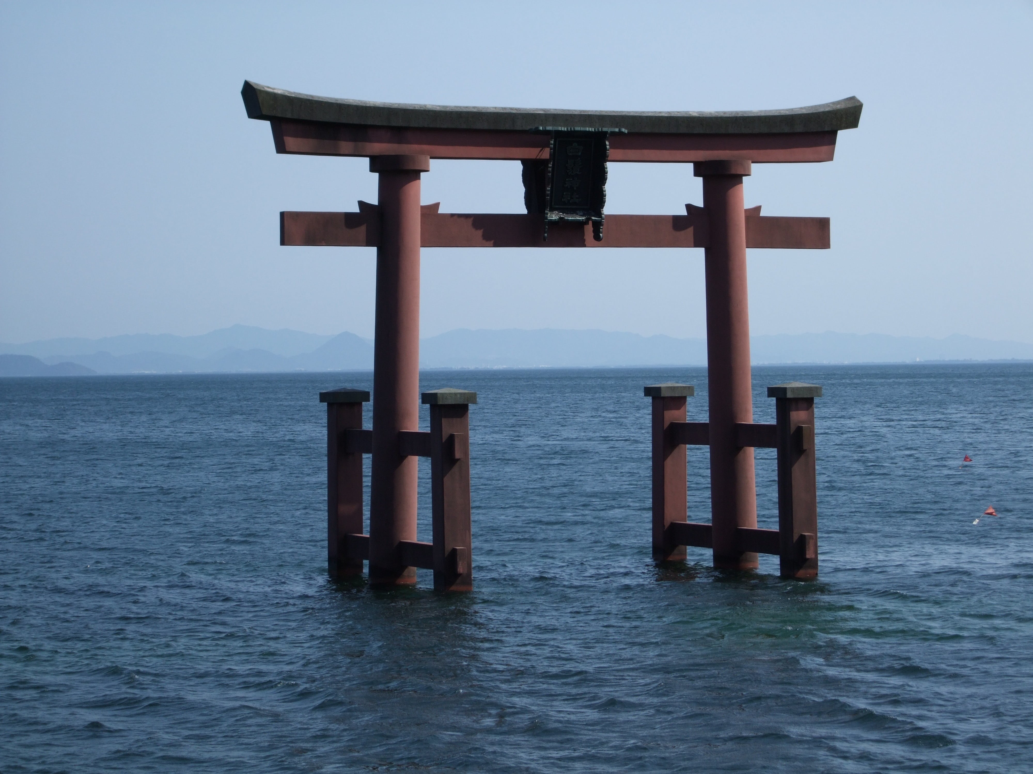 tranquility, water, ken, lake, sky, horizon, biwako, sea, torii, wood - material, scenics - nature, horizon over water, architecture, shiga, no people, HD Wallpaper