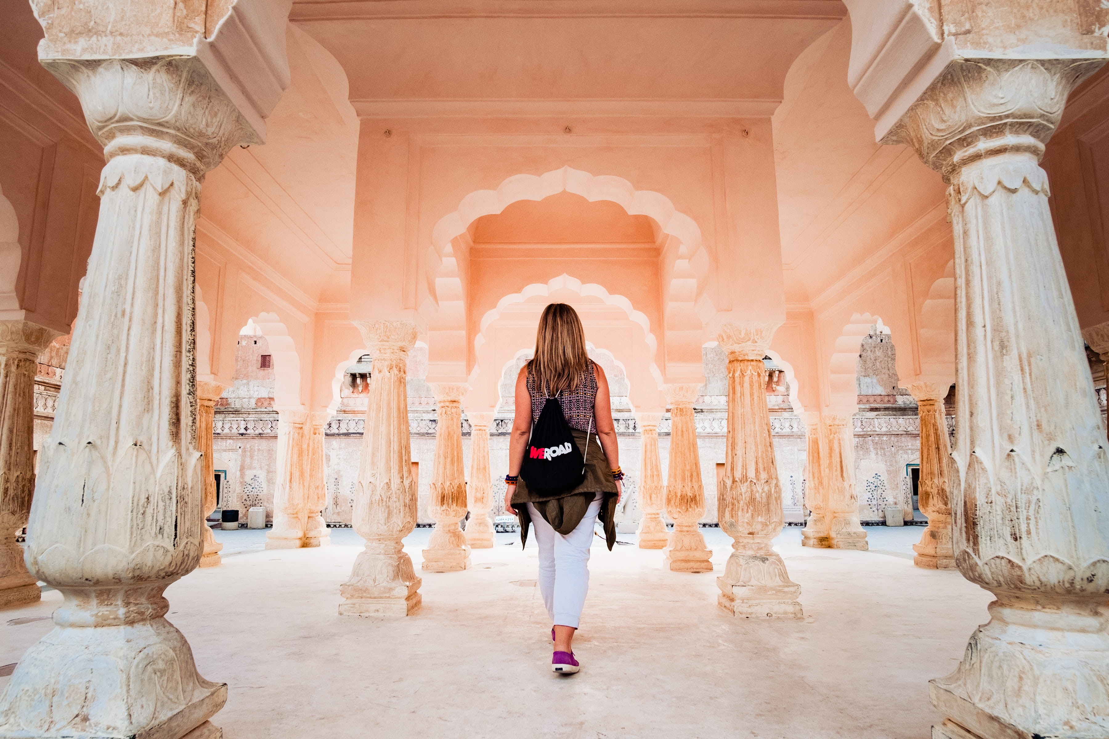 inspire, leisure activity, apparel, shoe, hair, church, flagstone, outdoors, casual clothing, built structure, weroad, women, architectural column, lifestyles, HD Wallpaper