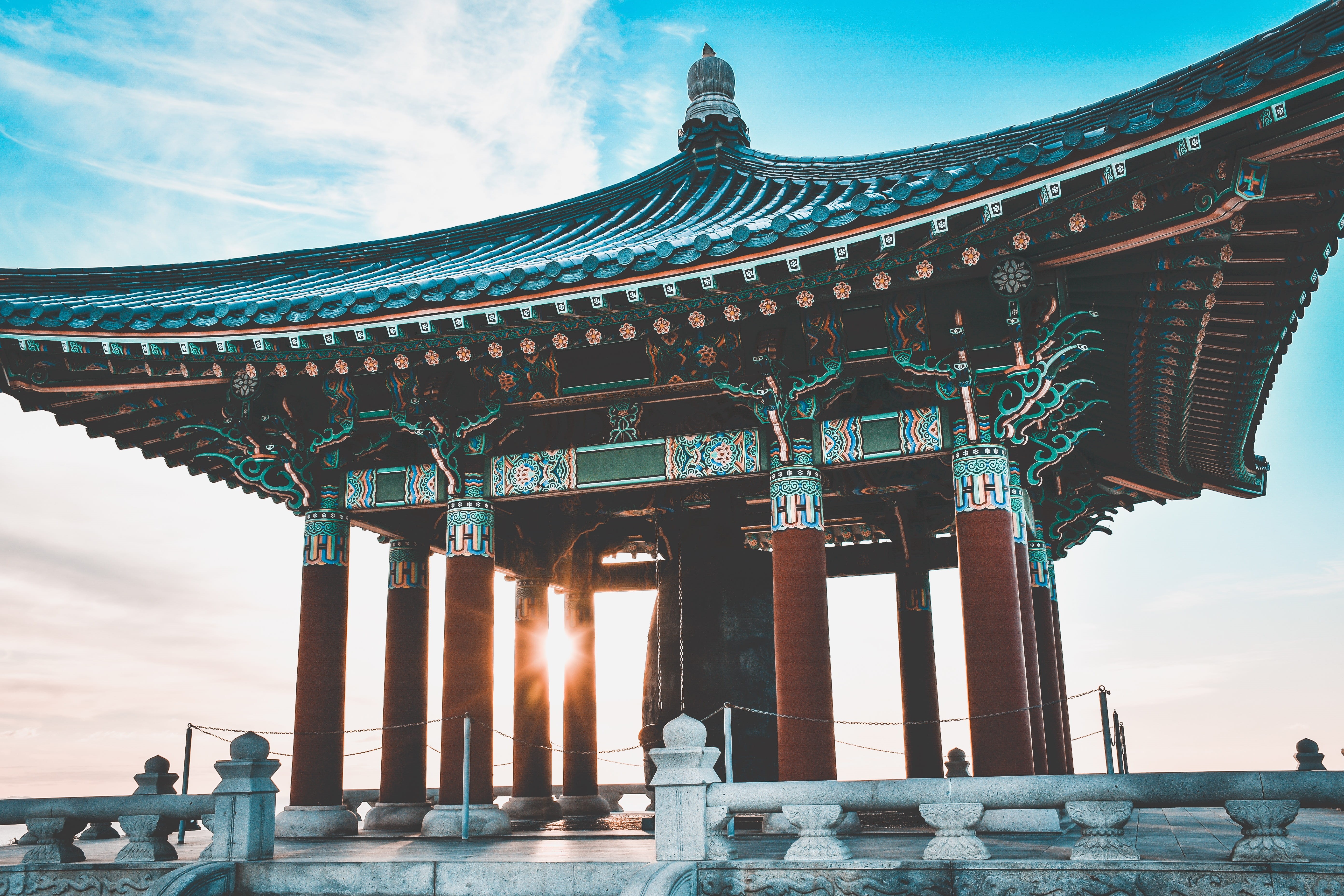 built structure, history, sunlight, outdoors, architectural column, column, sunset, day, friendship, rural, countryside, shrine, travel destinations, sky, HD Wallpaper
