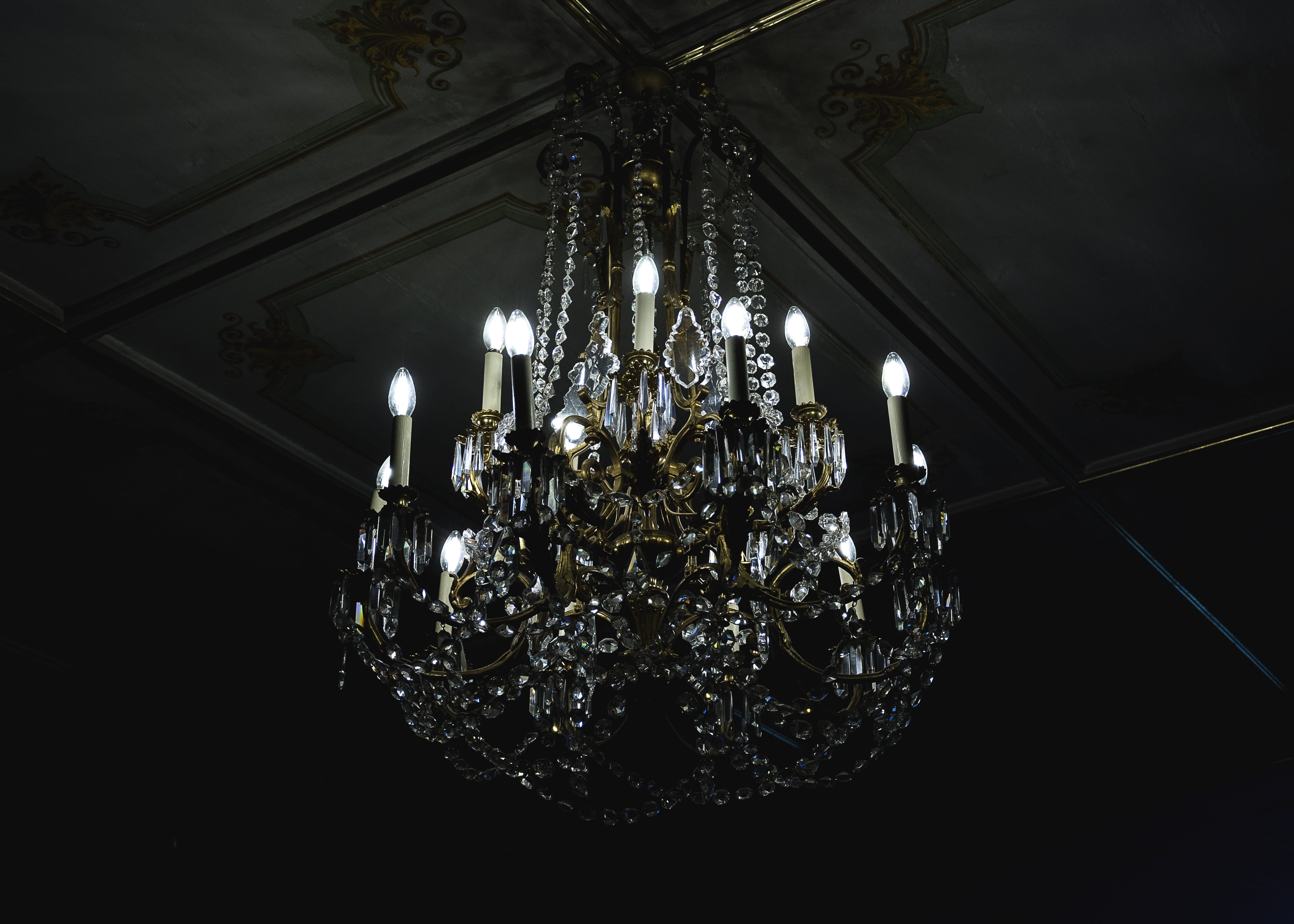 ornate, indoors, decoration, light bulb, light, dark, ceiling, close-up, low angle view, built structure, day, light fixture, hanging, directly below, clear, HD Wallpaper