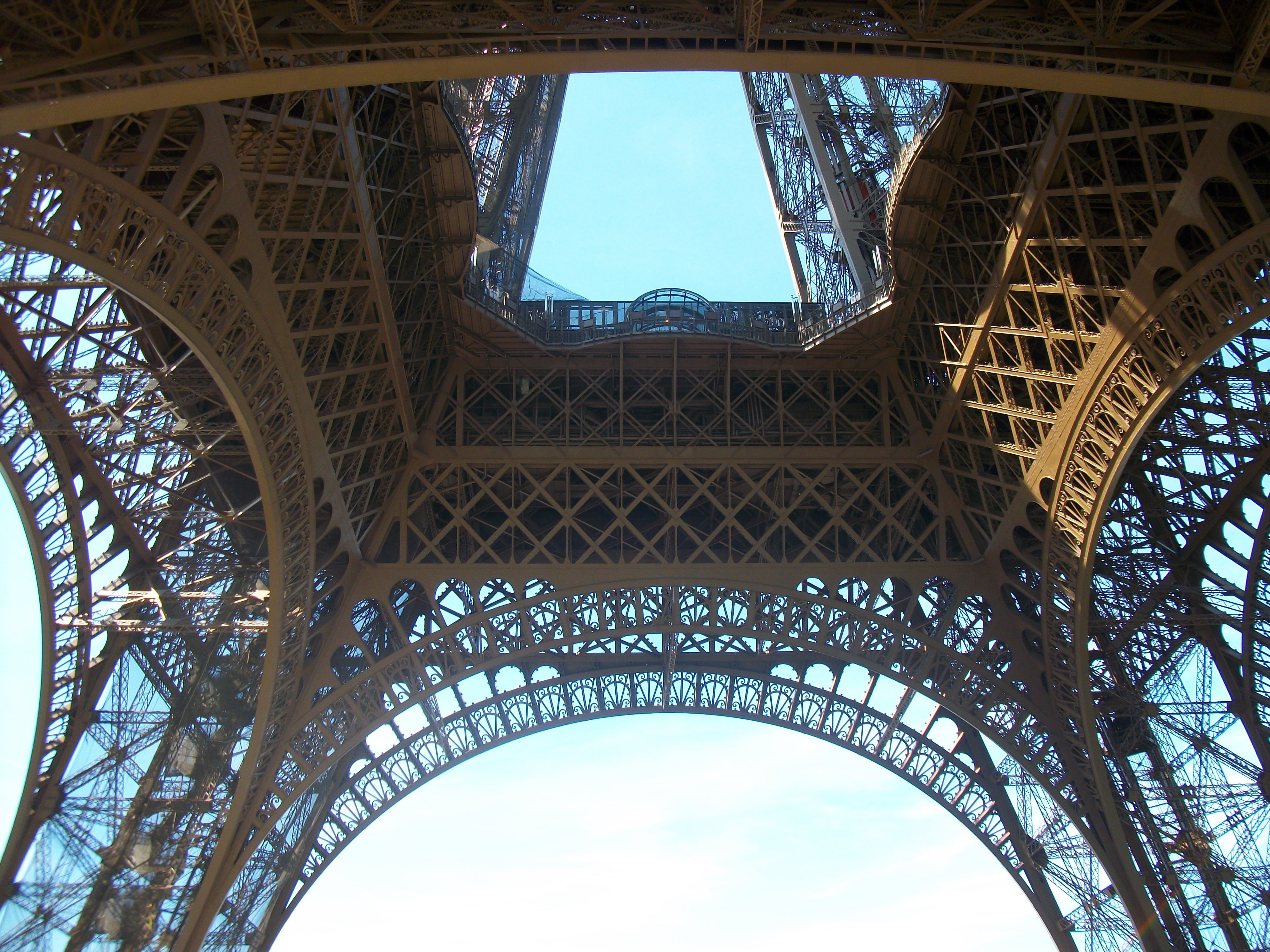 sky, built structure, place, iron - metal, paris, tower, eiffel tower, nature, travel, ceiling, no people, iron, metal, low angle view, tall - high, tourism, HD Wallpaper