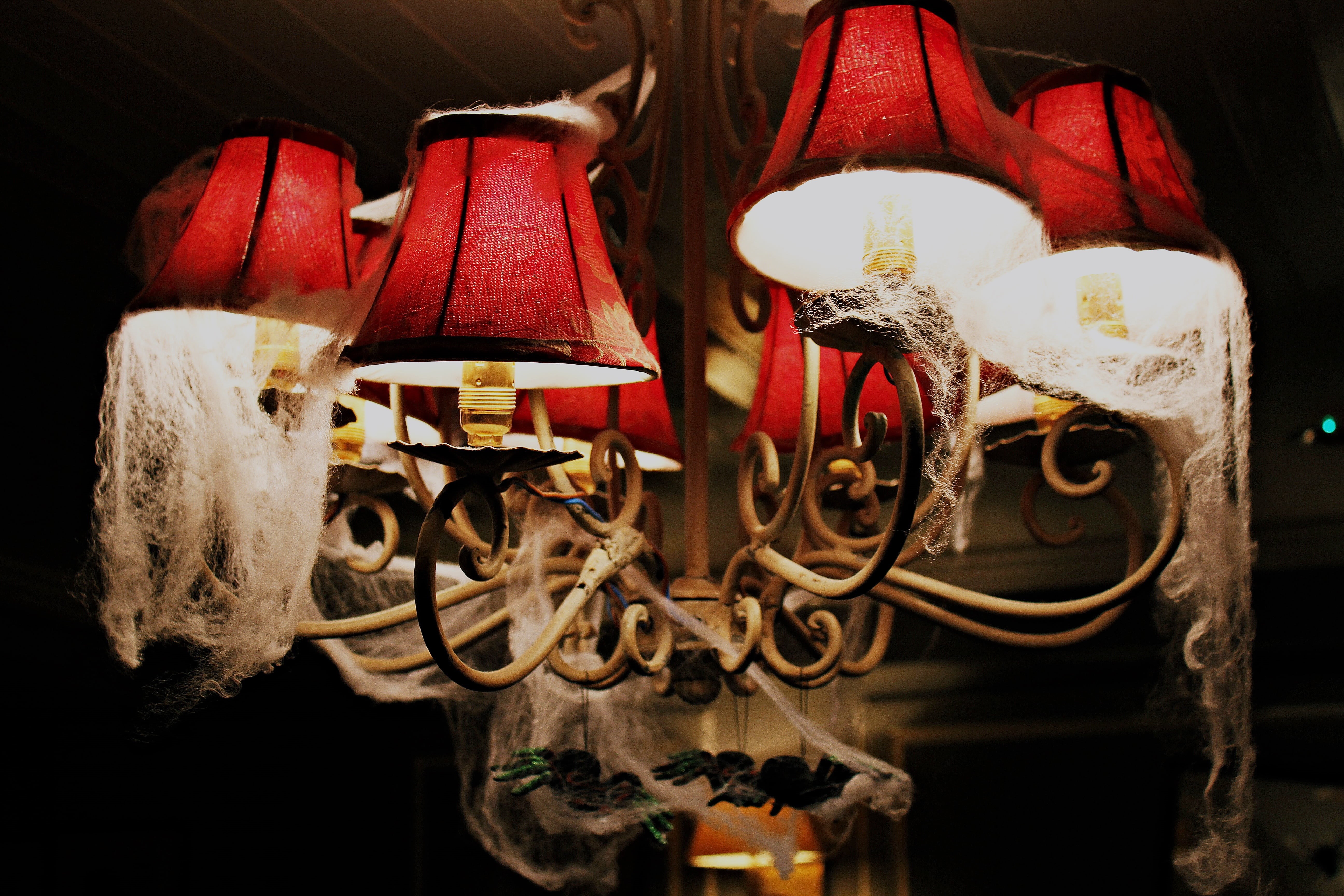 indoors, absence, wood - material, still life, choice, disguise, ornate, clothing, red, art and craft, spider, turned, venetian mask, bulb, turn, music, HD Wallpaper