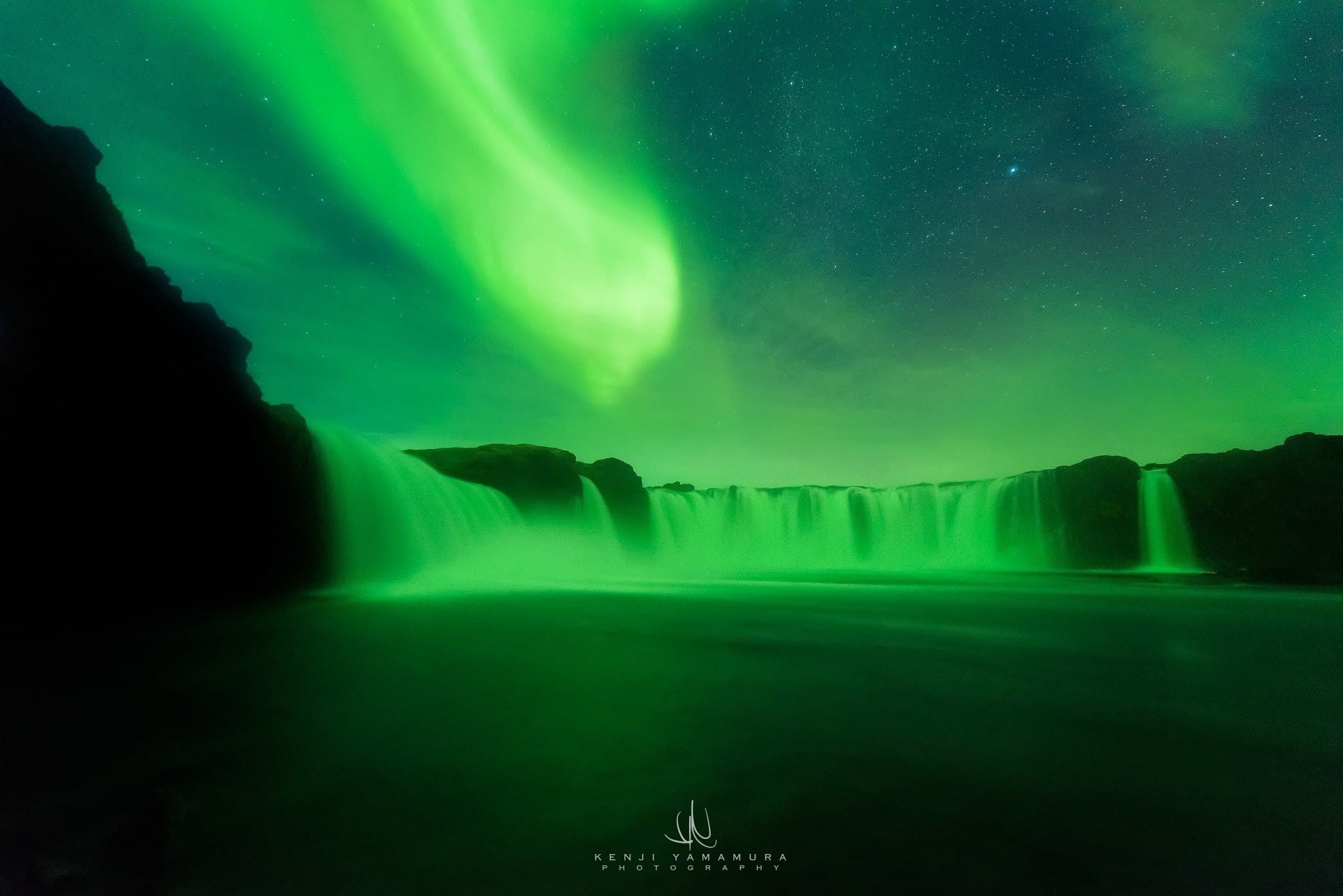 Iceland, Kenji Yamamura, Northern lights, photographer, waterfall, 1080P, HD Wallpaper