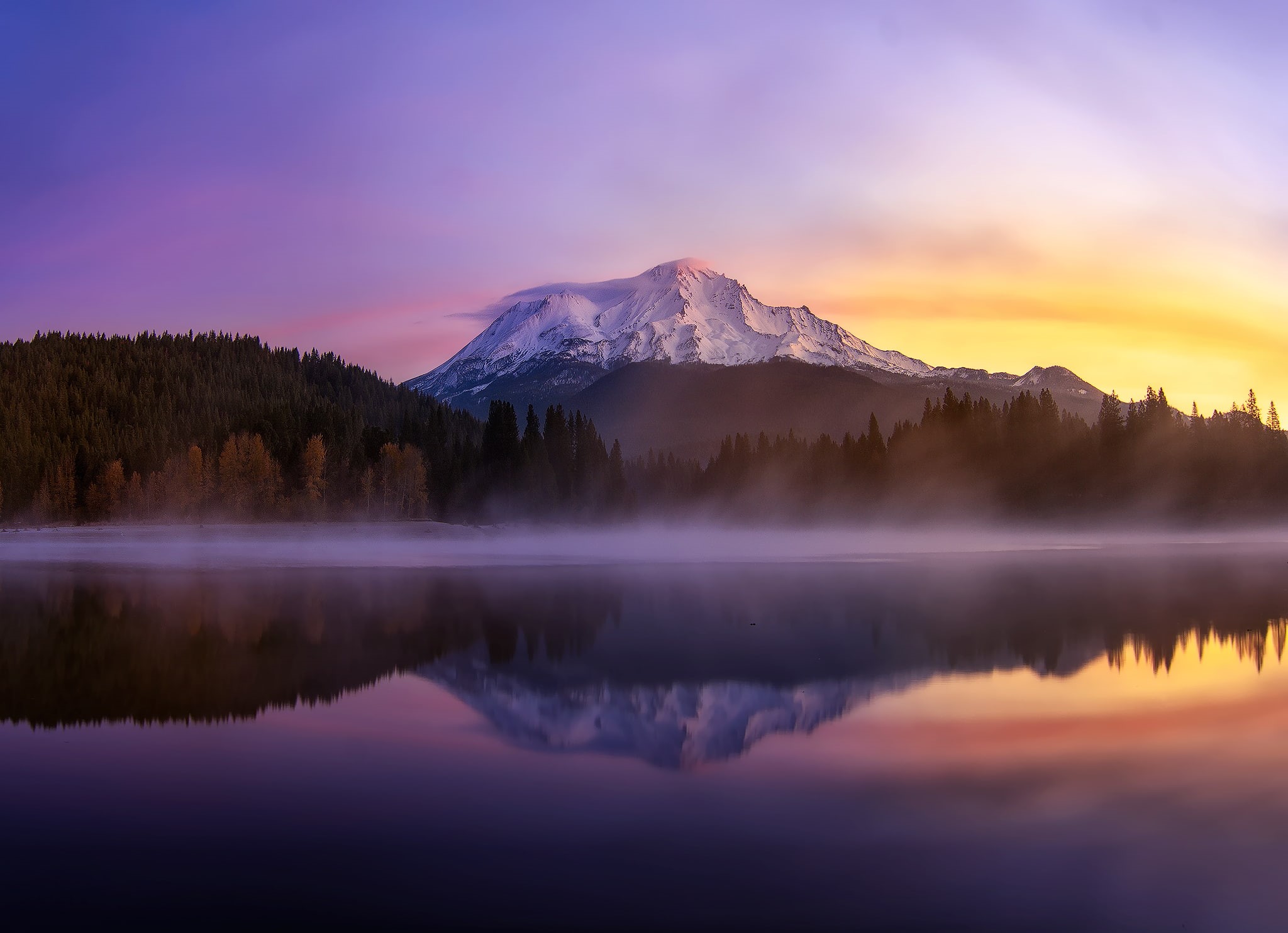 1080P, mount Shasta, USA, morning, lake Siskiyou, California, HD Wallpaper