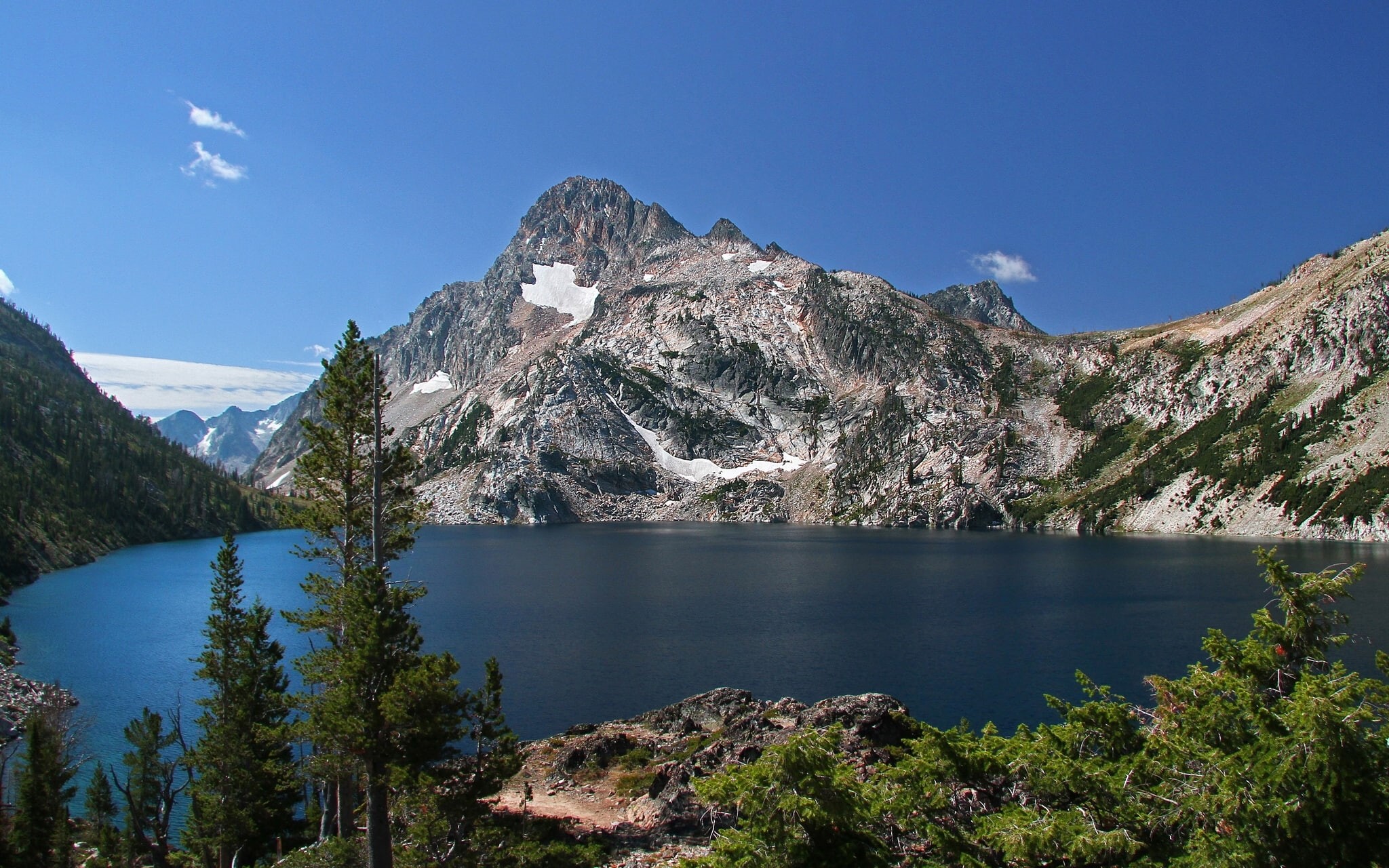 1080P, mountains, mountain lake, Mount Regan, Idaho, Sawtooth Lake, HD Wallpaper