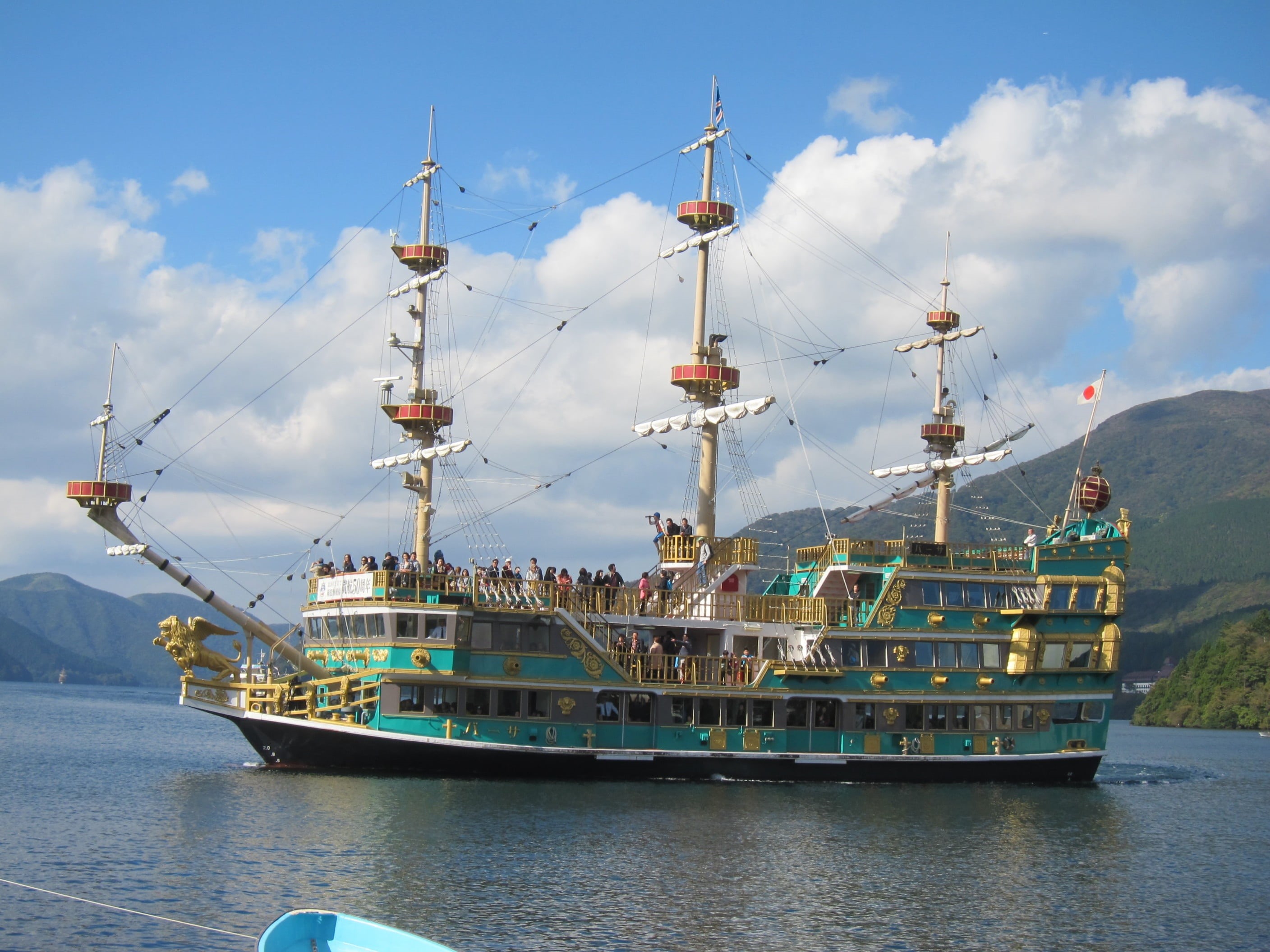sailing, business, passenger craft, nautical vessel, architecture, fishing industry, anchored, sailboat, novatec lake ashi, pirates, cloud - sky, transportation, HD Wallpaper