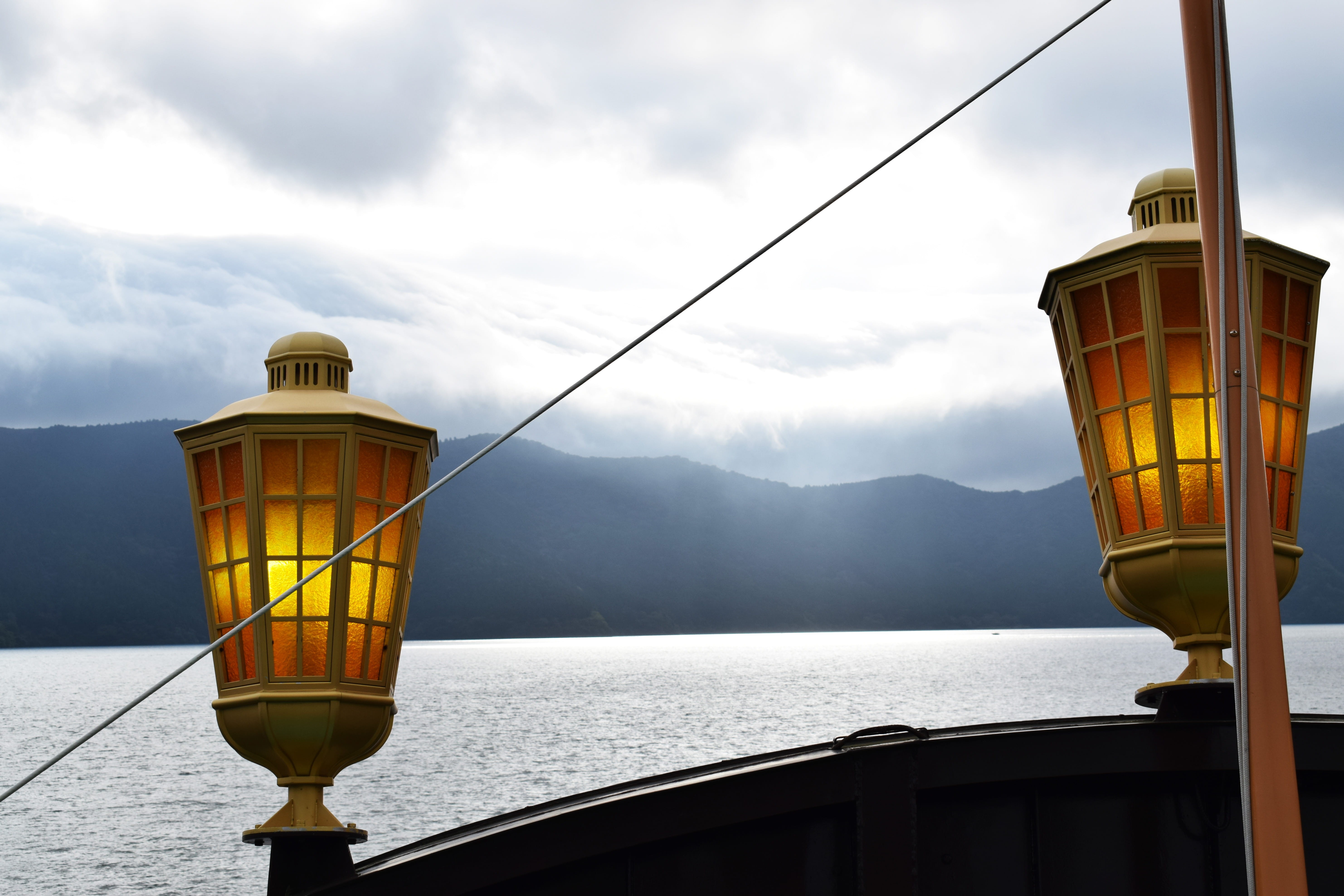 cable, japan, travel, day, transportation, no people, lake, ashi, cloud - sky, cable car, lake ashi, beauty in nature, nature, nautical vessel, built structure, HD Wallpaper