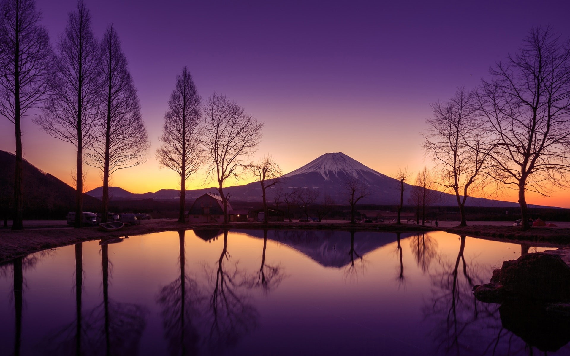 Water, Morning, Japan, Volcano, 1080P, Honshu, Fuji, Mountain, Reflection, HD Wallpaper