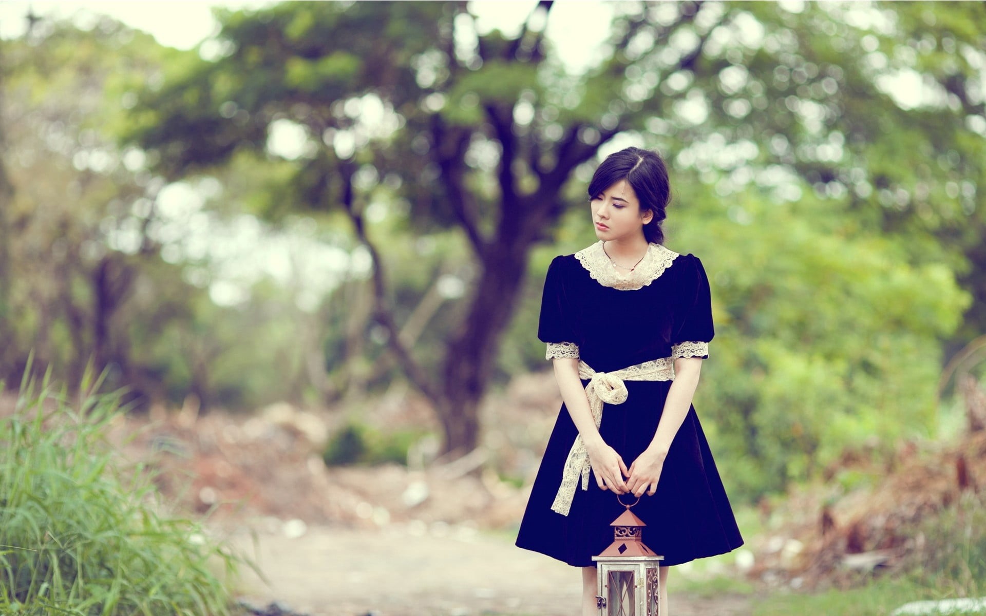 young women, cultures, front view, clothing, hairstyle, nature, maid, one Person, retro Styled, females, beauty In Nature, uniform, japan, fashion Model, HD Wallpaper
