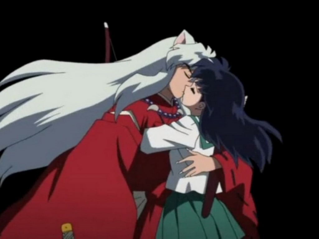 art, Kagome, anime, kiss, darkness, hd, 480P, Inuyasha, HD Wallpaper