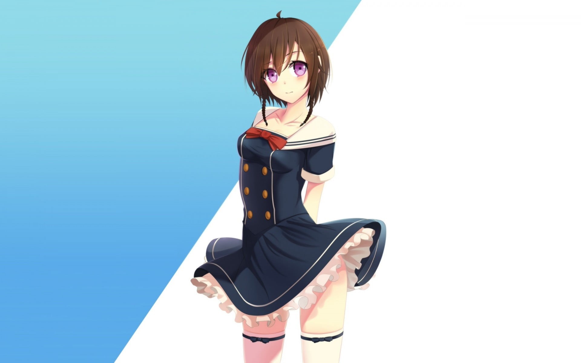 front view, blue, young adult, beautiful woman, young women, anime, hairstyle, clothing, original characters, leisure activity, real people, studio shot, HD Wallpaper