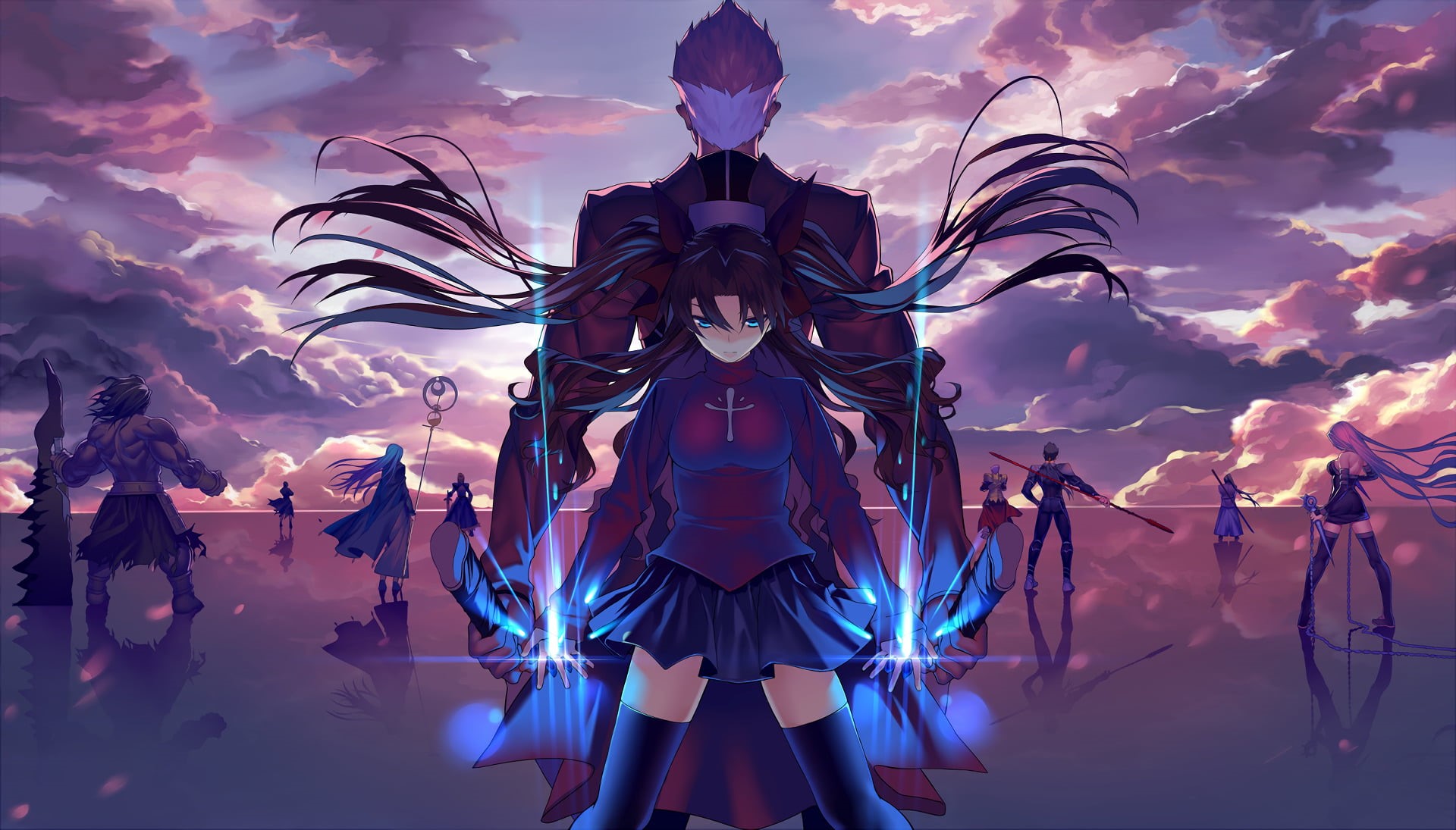 celebration, backgrounds, blue, Glow, White Hair, Weapon, leisure activity, fantasy, Archer (Fate/Stay Night), computer Graphic, real people, lifestyles, HD Wallpaper