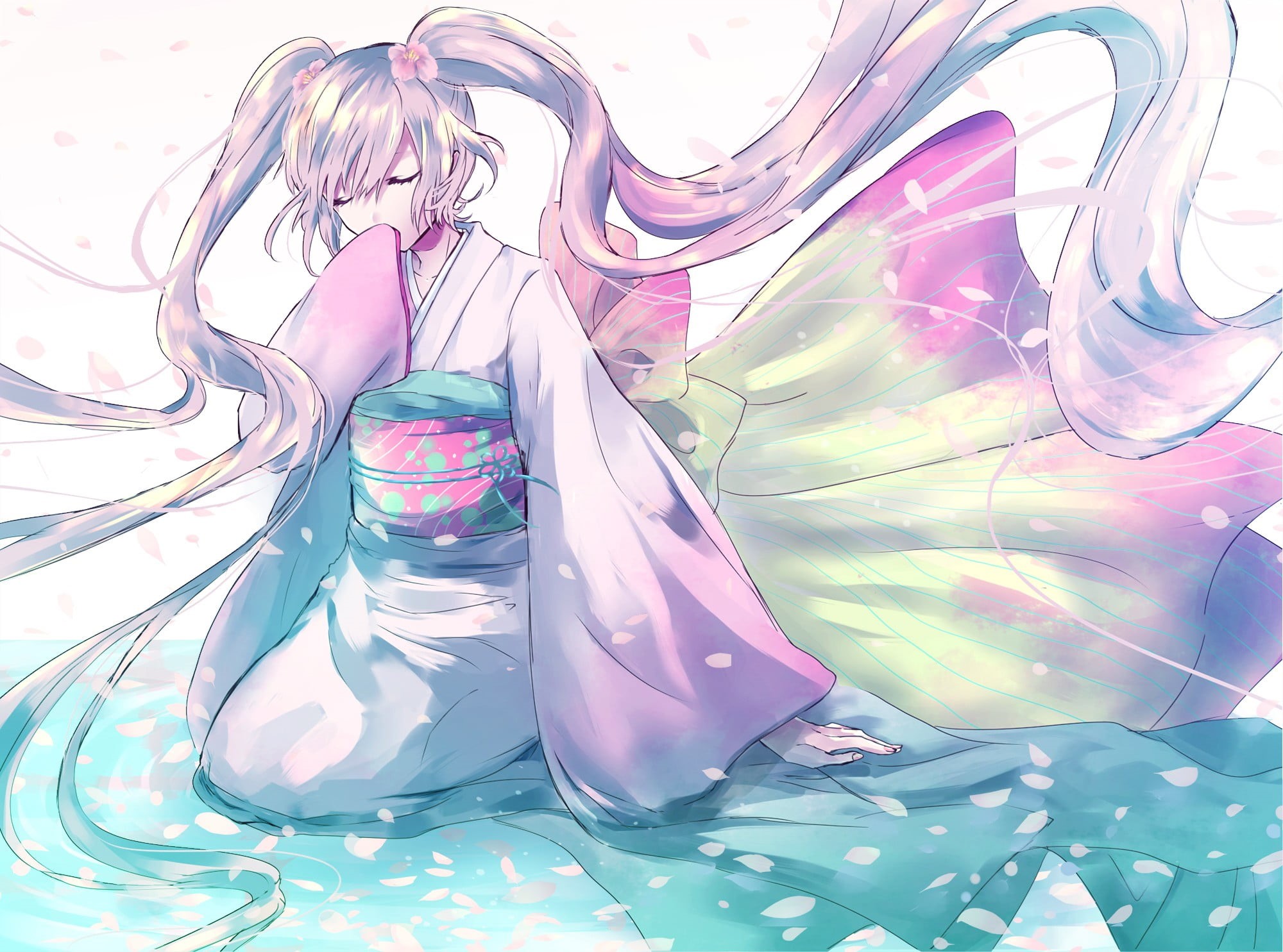 fashion, close-up, women, celebration, shoe, 1080P, textile, digital composite, clothing, lifestyles, Vocaloid, pink color, dress, closed eyes, flooring, HD Wallpaper