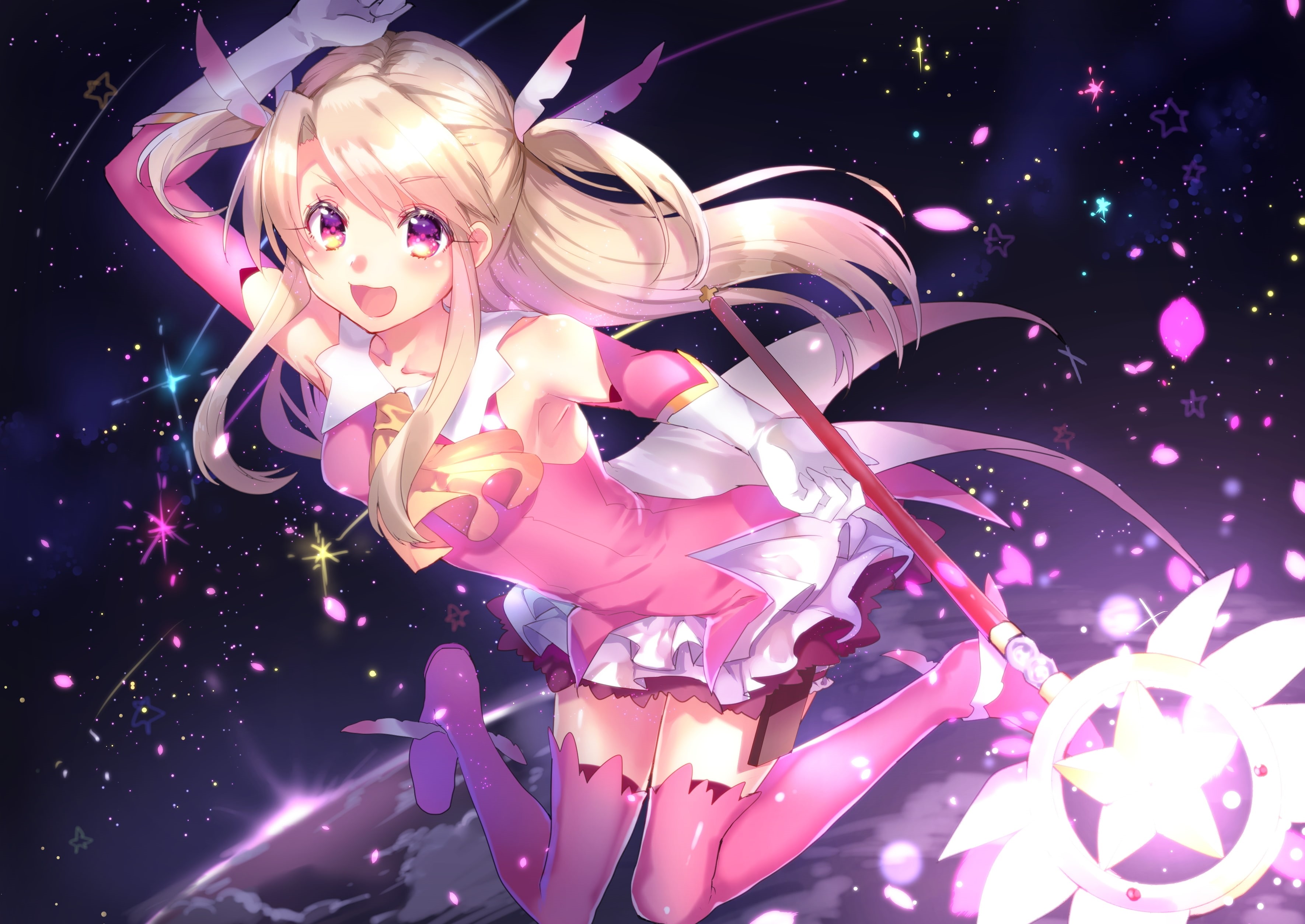 Anime, night, fate/kaleid liner prisma illya, 2K, lighting equipment, holiday, illuminated, christmas decoration, representation, illyasviel von einzbern, HD Wallpaper