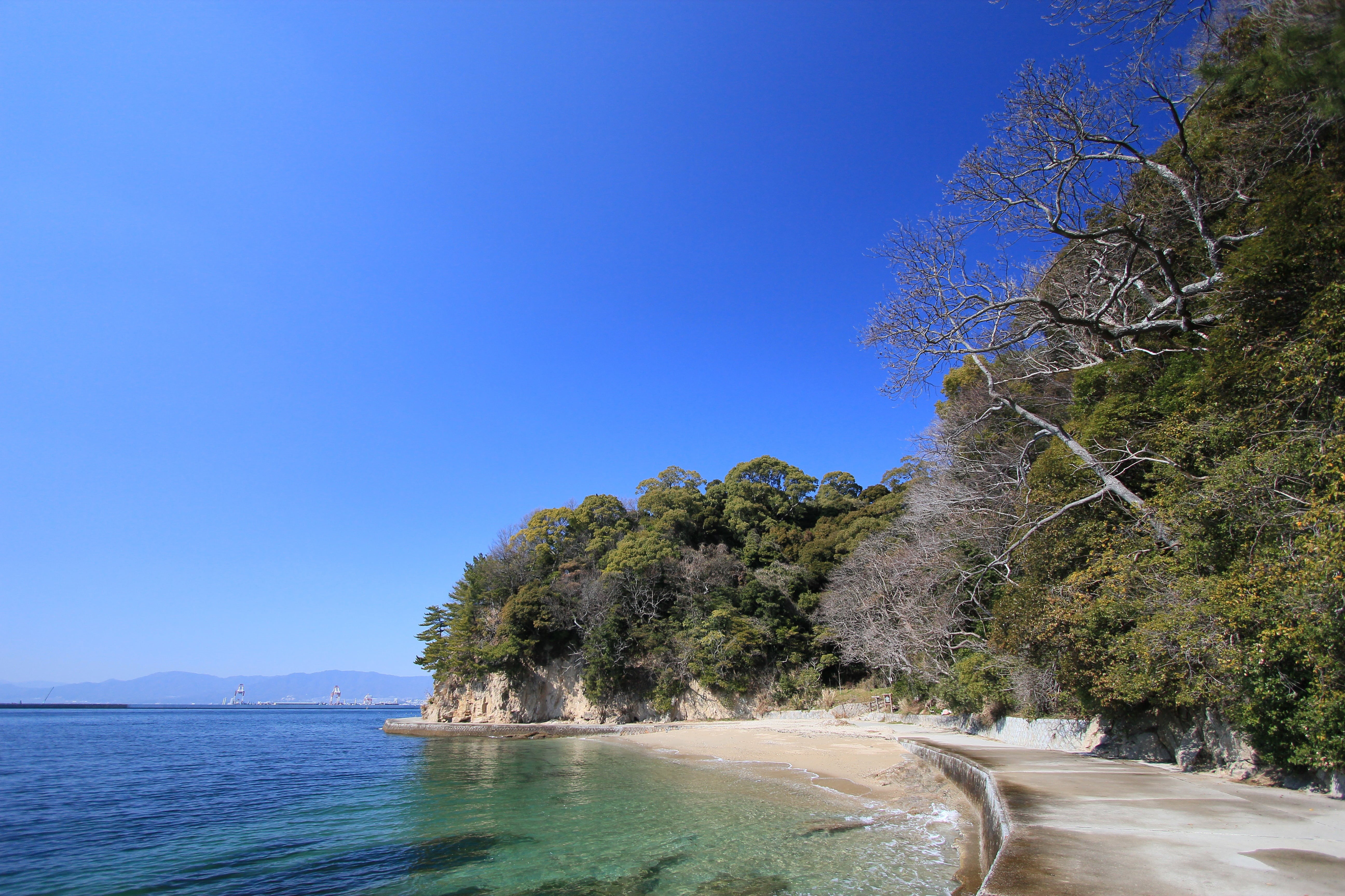 travel destinations, outdoors, tree, nature, scenics - nature, summer, hiroshima, coast, water, natural, green, sand, tranquility, 5K, seto inland sea, HD Wallpaper