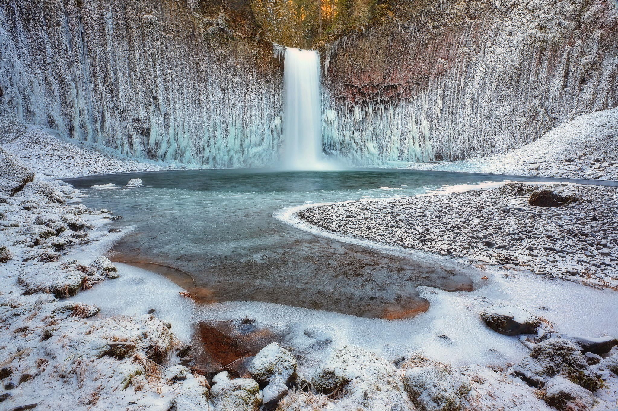 cold temperature, ice, table, nature, flowing water, lake, long exposure, water, frost, power in nature, outdoors, land, snow, idyllic, no people, tranquil scene, HD Wallpaper