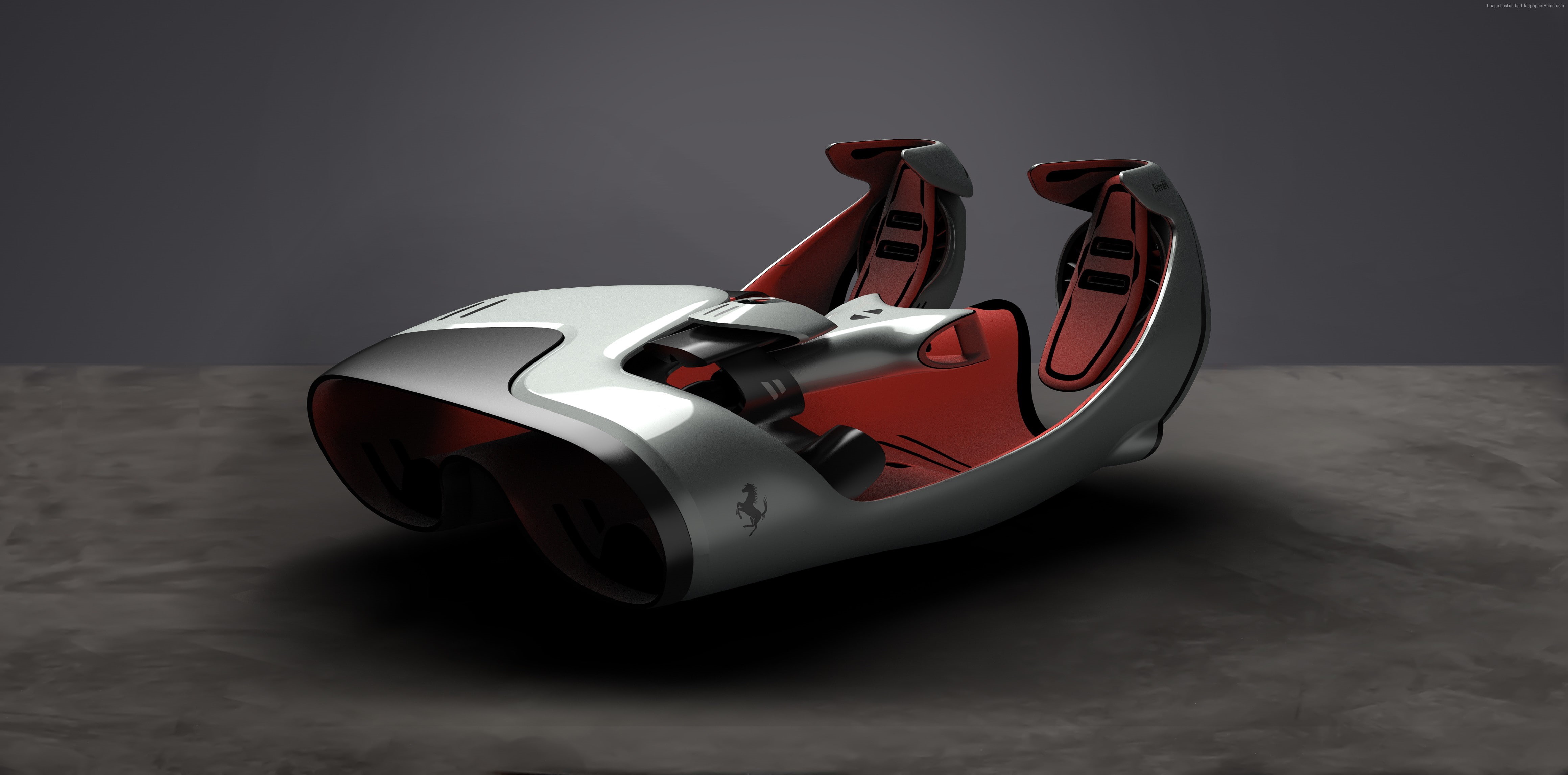 FWDC, 4K, Ferrari FL, silver, Ferrari World Design Contest 2016, supercar, HD Wallpaper